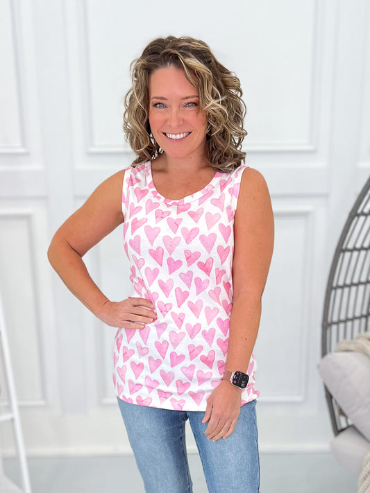Basic Ava Tank - Blushing Hearts