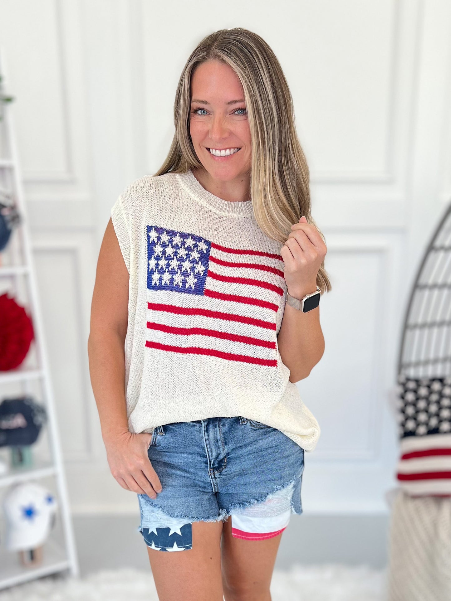 About The Stars And Stripes Knit Tank - Final Sale