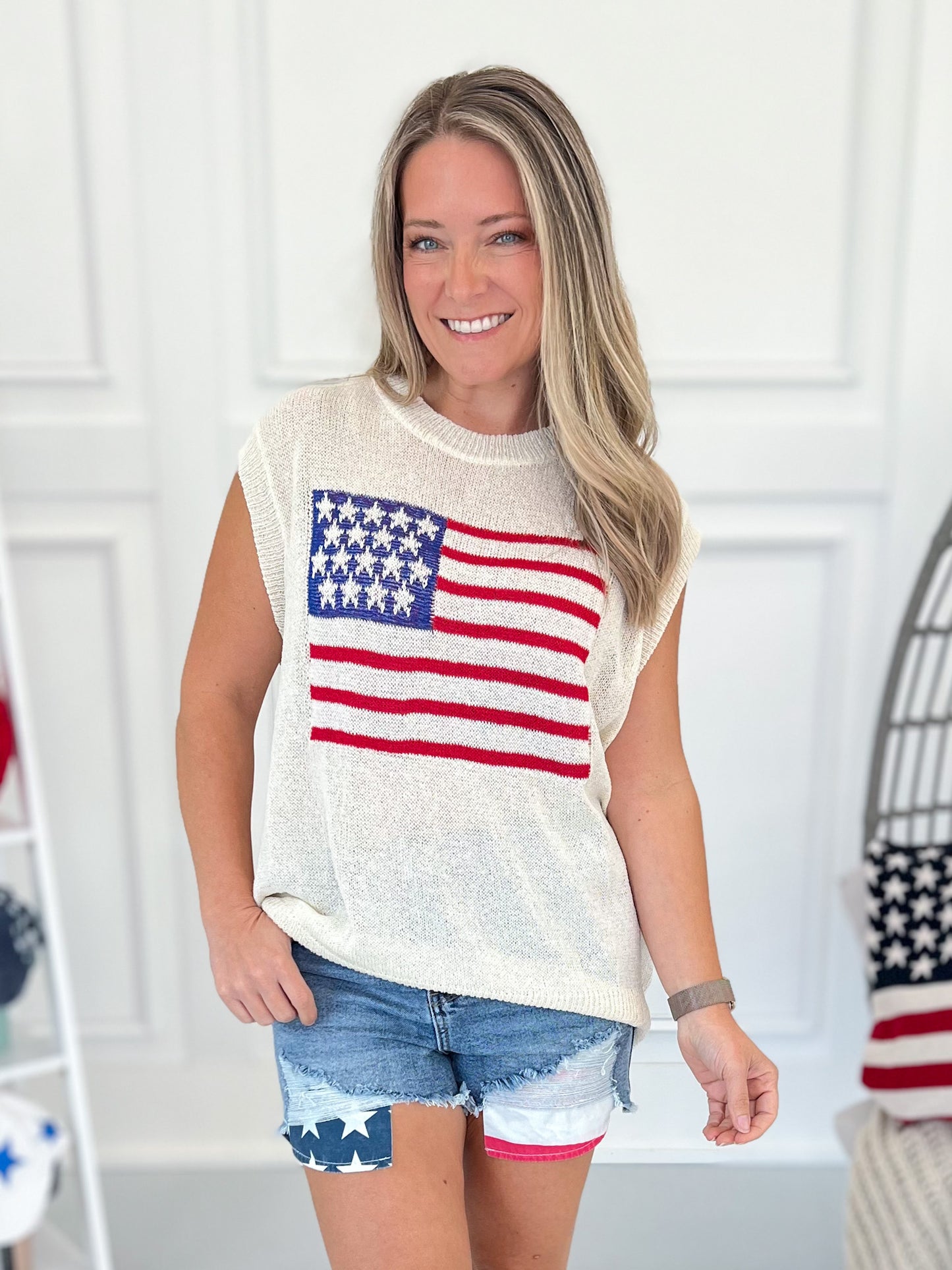 About The Stars And Stripes Knit Tank - Final Sale