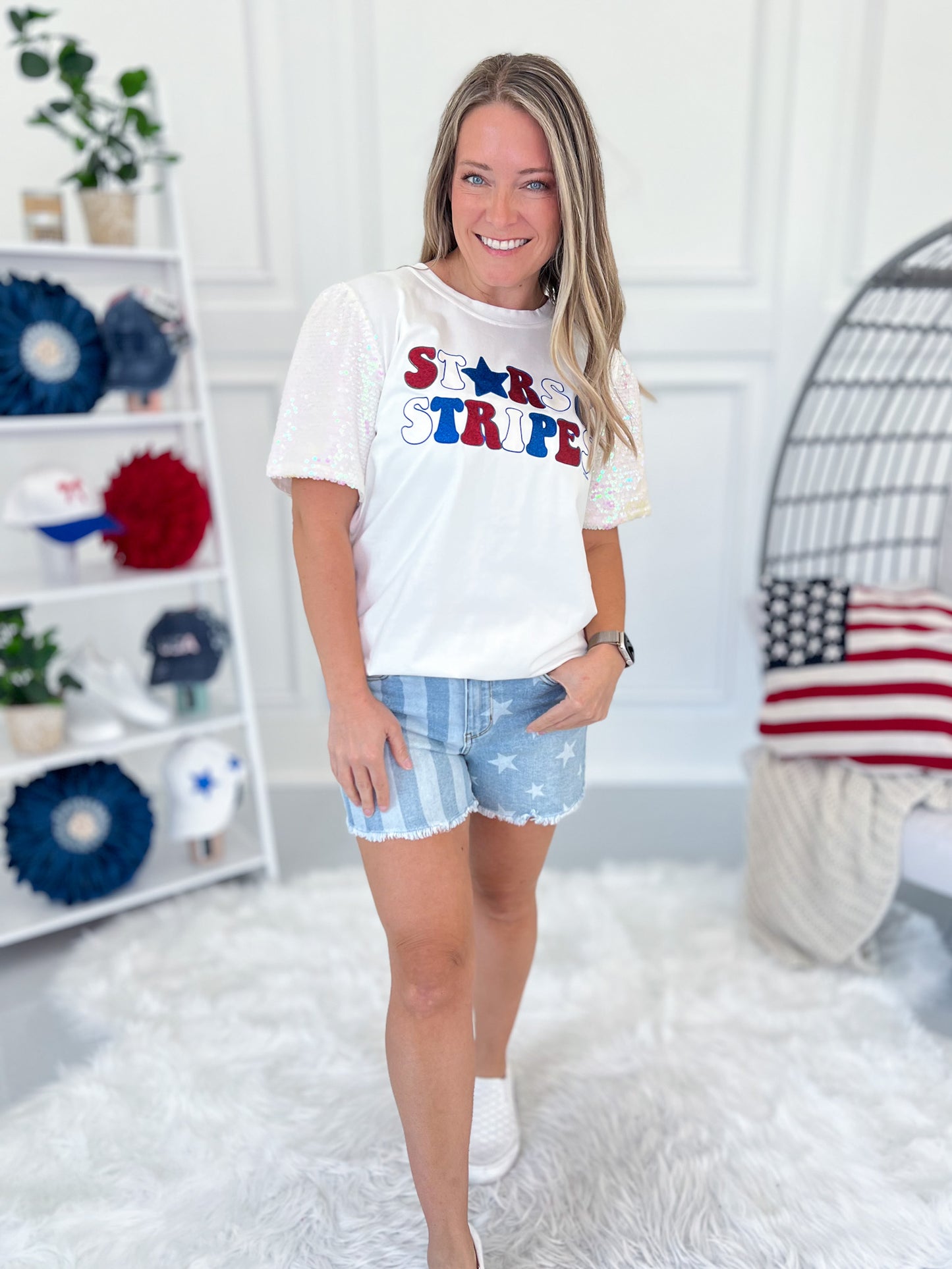 Stars Stripes Sparkle Graphic Tee