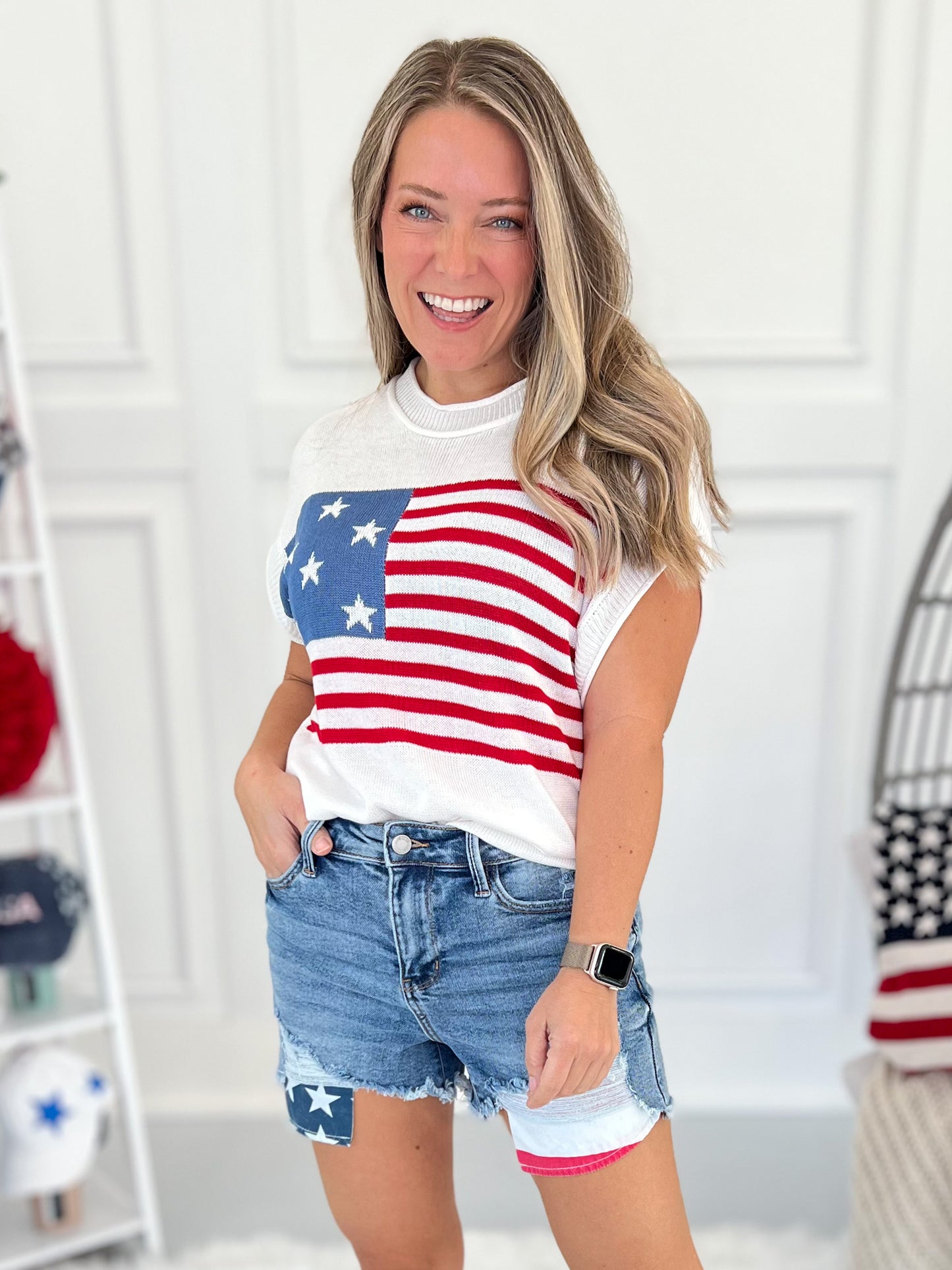 Miss Independent - Judy Blue Stars & Stripes Pocket Shorts - Final Sale