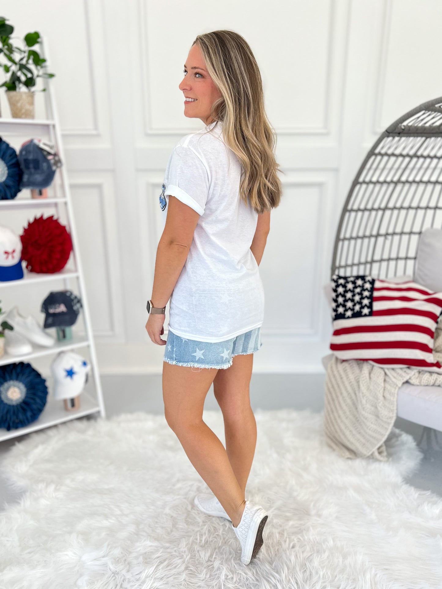 Patriotic Cherry Bow Graphic Tee