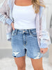 Edge Appeal - Judy Blue Stitched Over Distressed Shorts - Final Sale