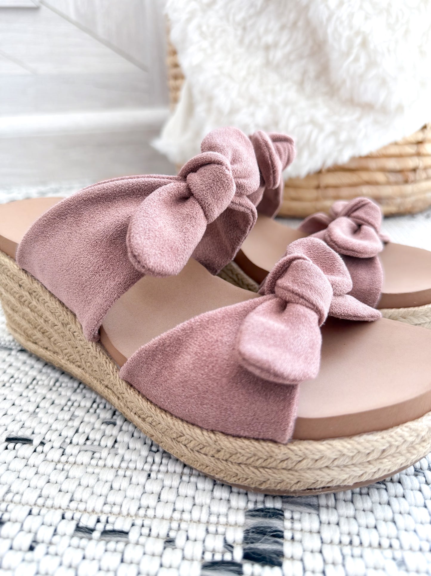 Corky's Tie The Knot Wedge - Blush Faux Suede