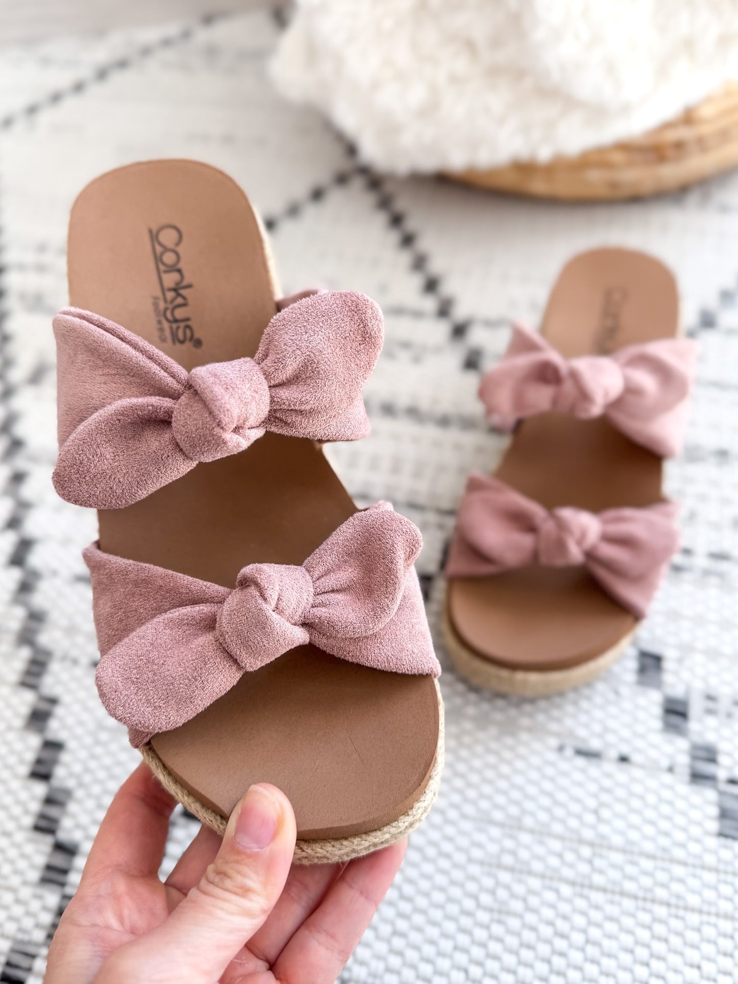 Corky's Tie The Knot Wedge - Blush Faux Suede