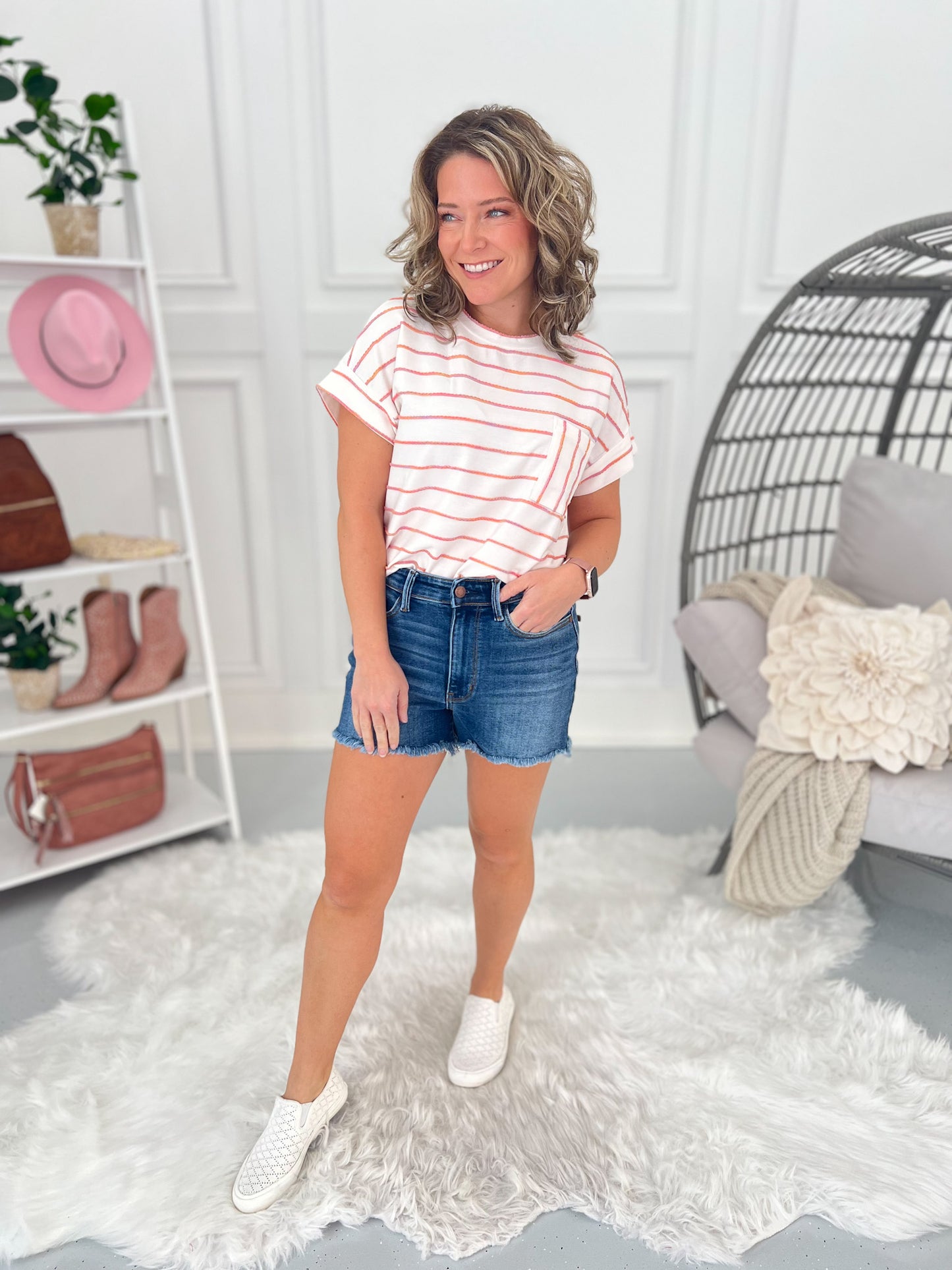 Off Duty - Judy Blue Fray Hem Shorts