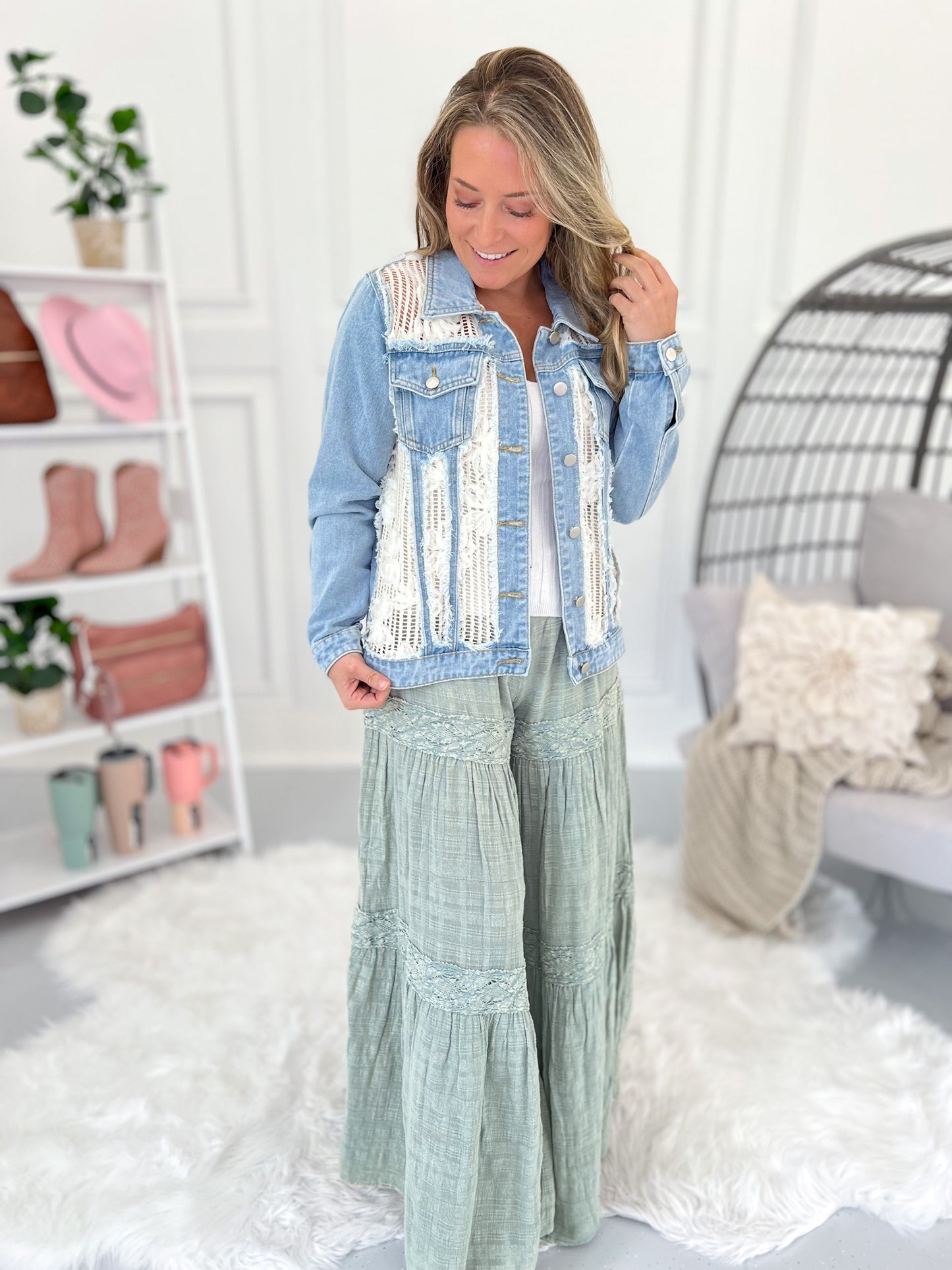 Looking So Cute Crochet Denim Jacket