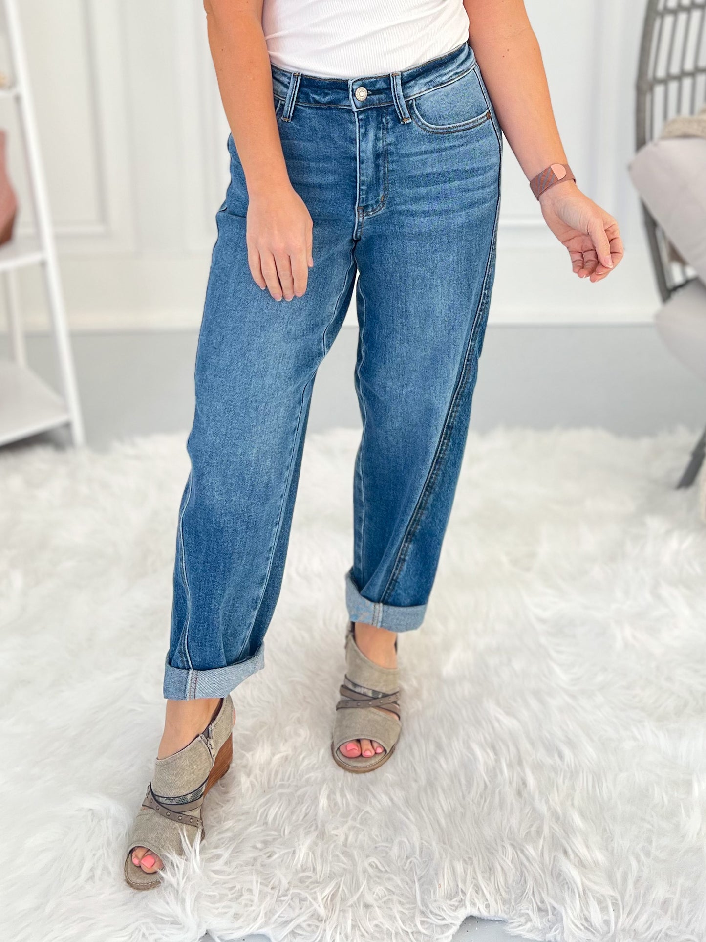 Perfect Balance - Judy Blue Rigid Magic Panel Barrel Jean