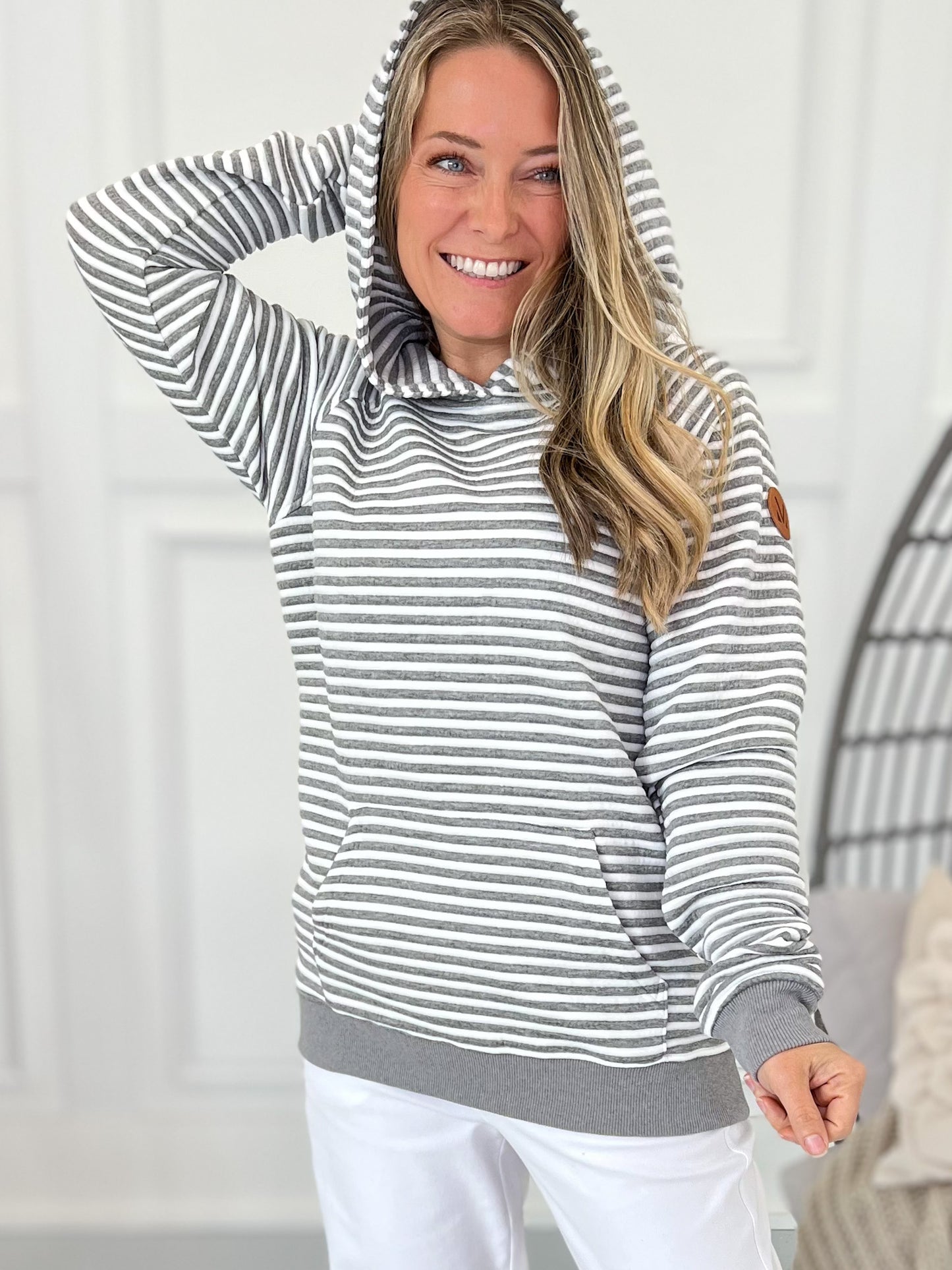 Tatum Pullover Hoodie - Charcoal Stripe