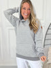 Tatum Pullover Hoodie - Charcoal Stripe - Final Sale