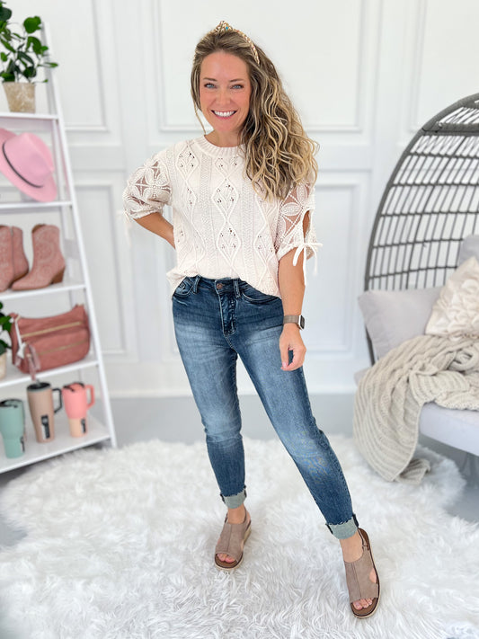 Summer Love - Judy Blue Hybrid Cropped Jeans