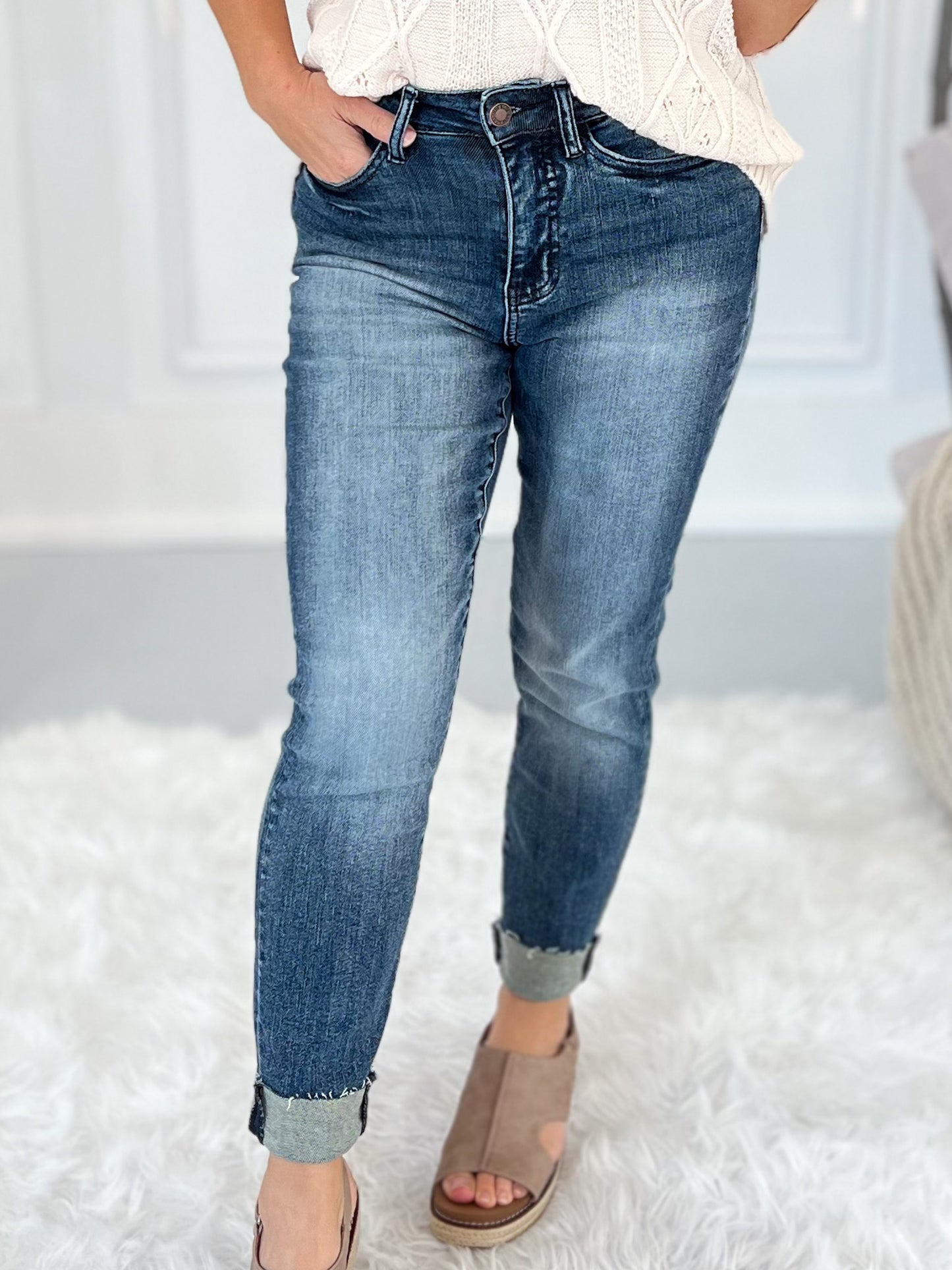 Summer Love - Judy Blue Hybrid Cropped Jeans