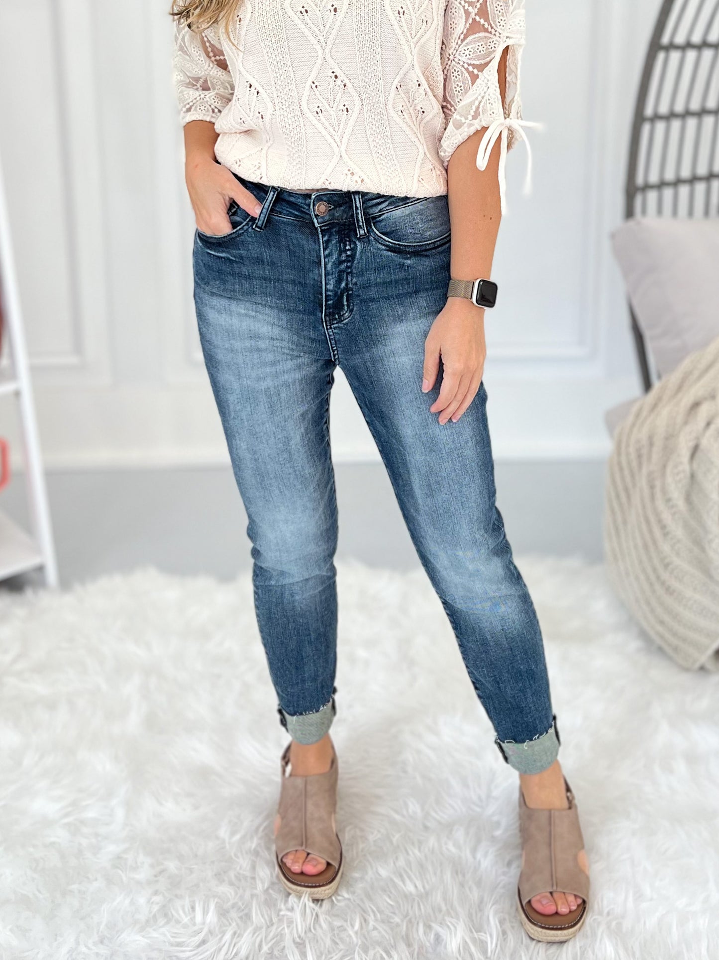 Summer Love - Judy Blue Hybrid Cropped Jeans
