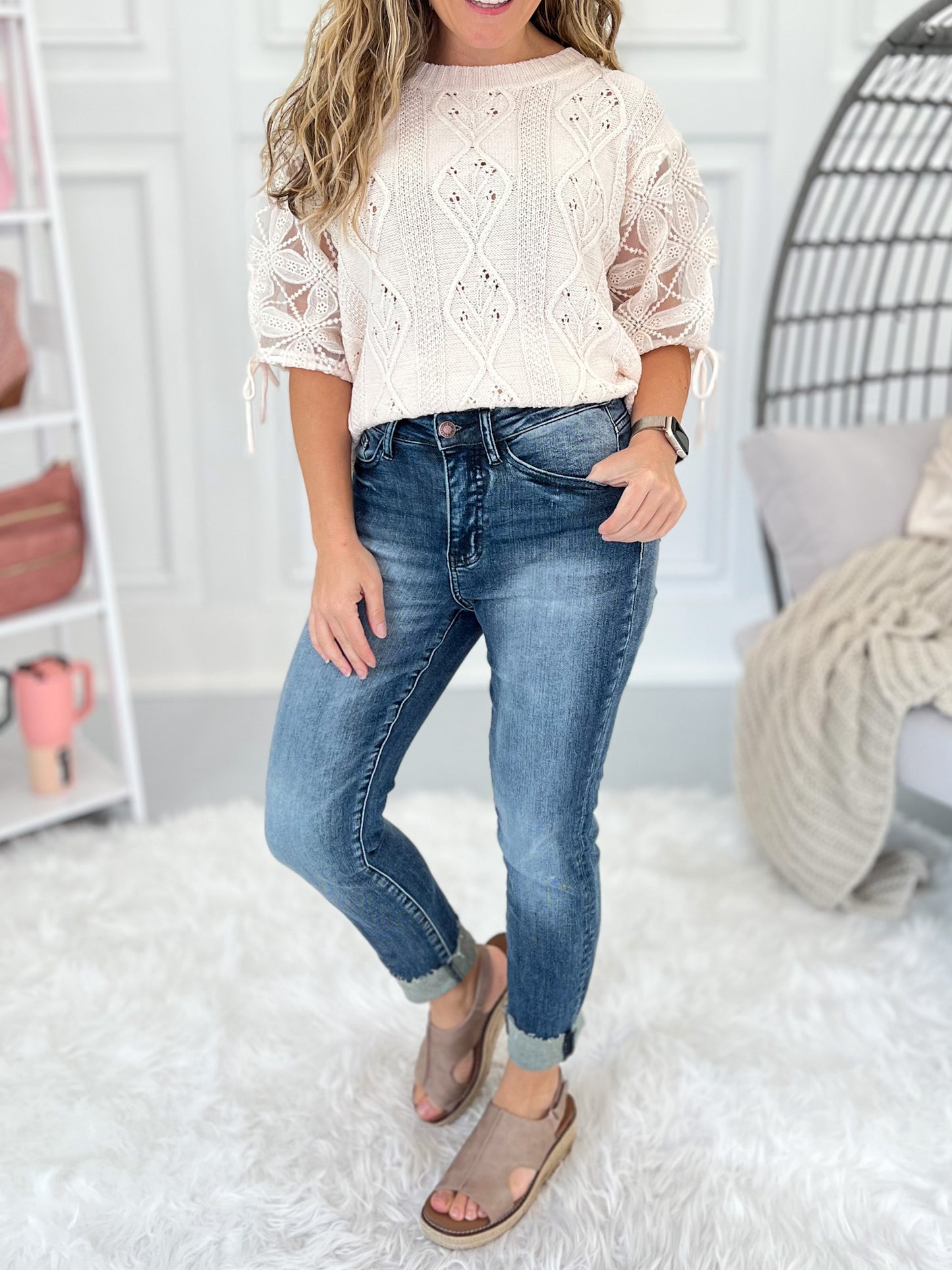 Summer Love - Judy Blue Hybrid Cropped Jeans