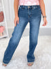 Stitch Perfect - Rose Gold Thread Judy Blue Straight Leg Jeans