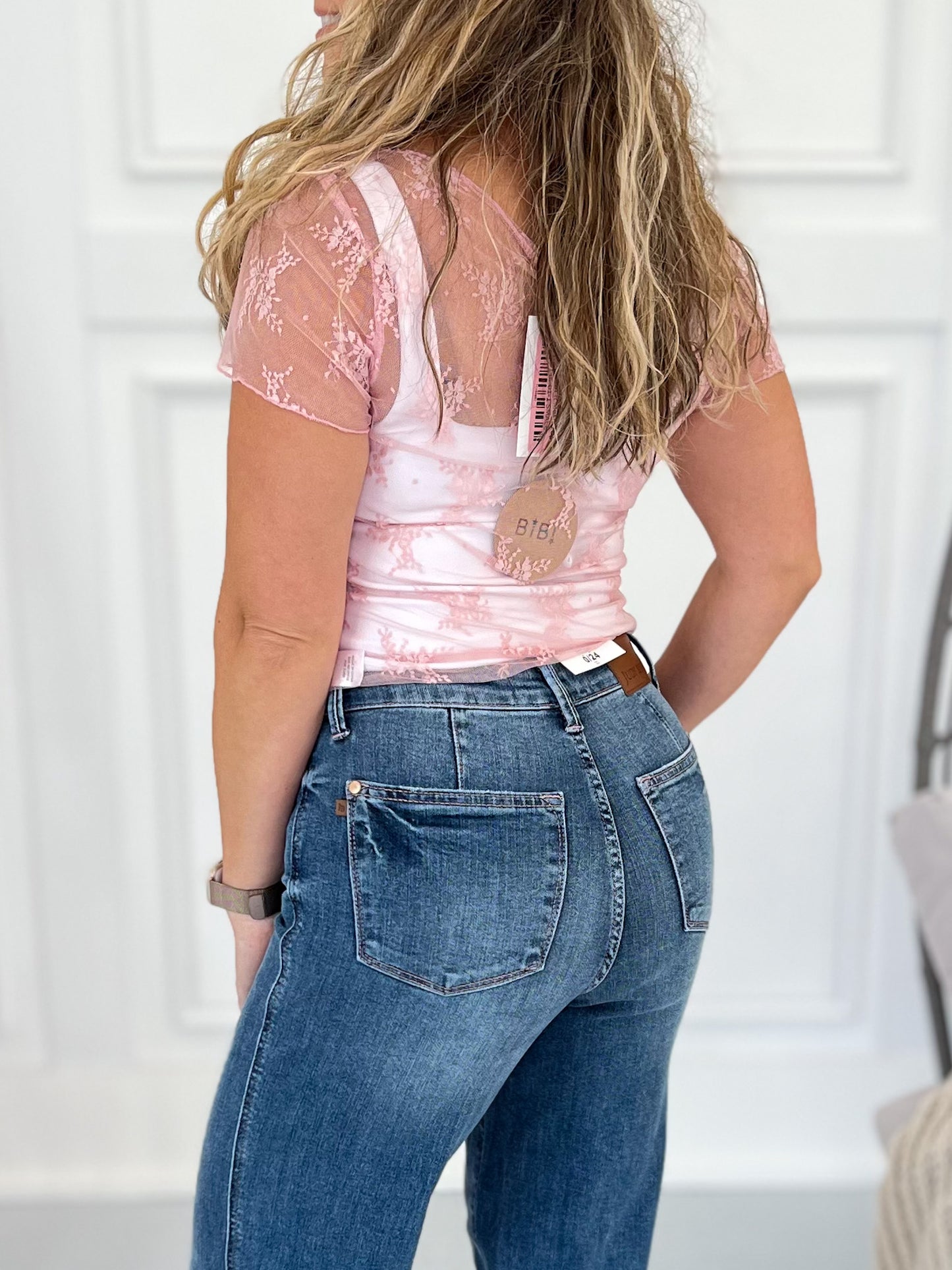 Stitch Perfect - Rose Gold Thread Judy Blue Straight Leg Jeans