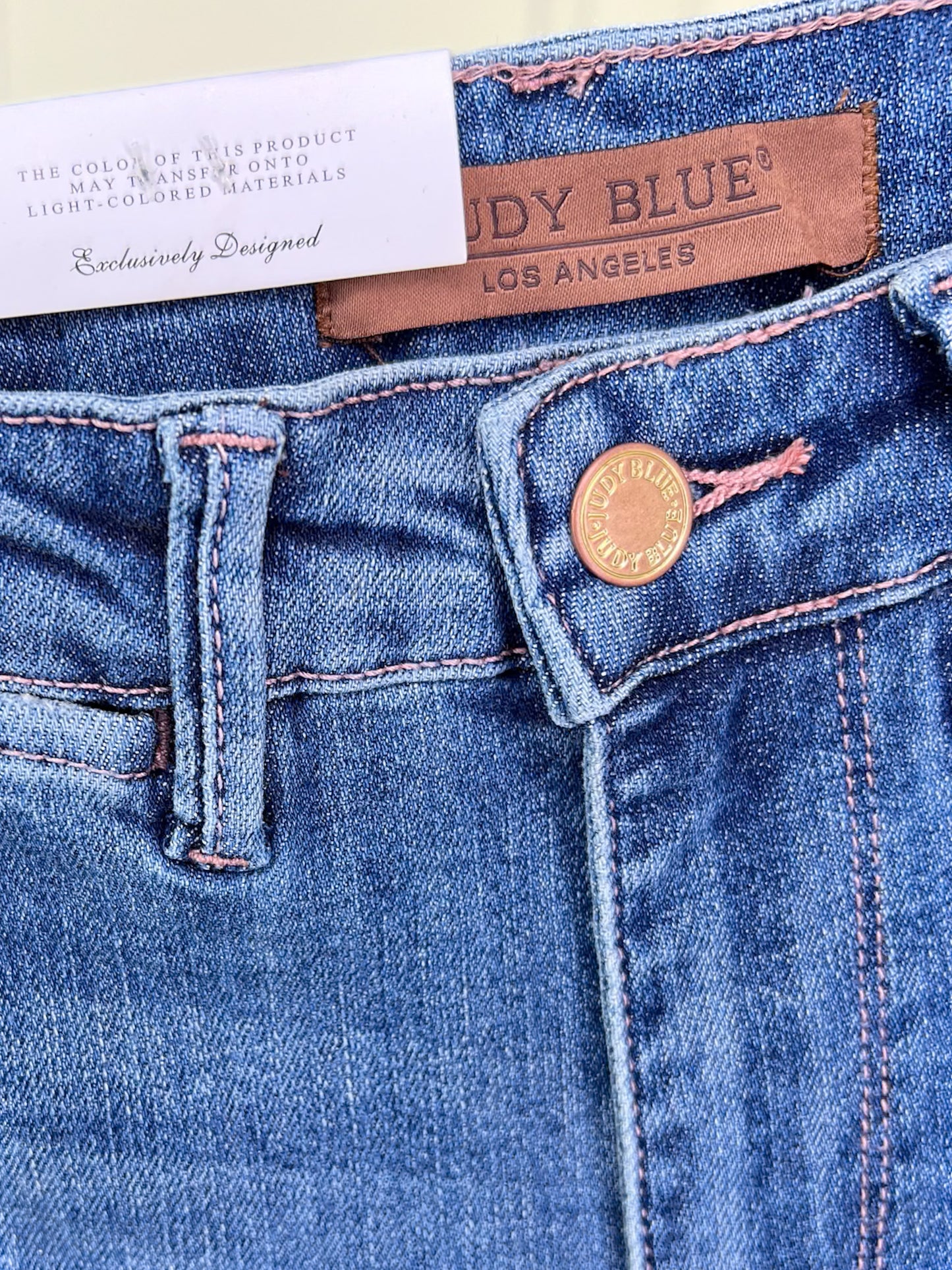 Stitch Perfect - Rose Gold Thread Judy Blue Straight Leg Jeans