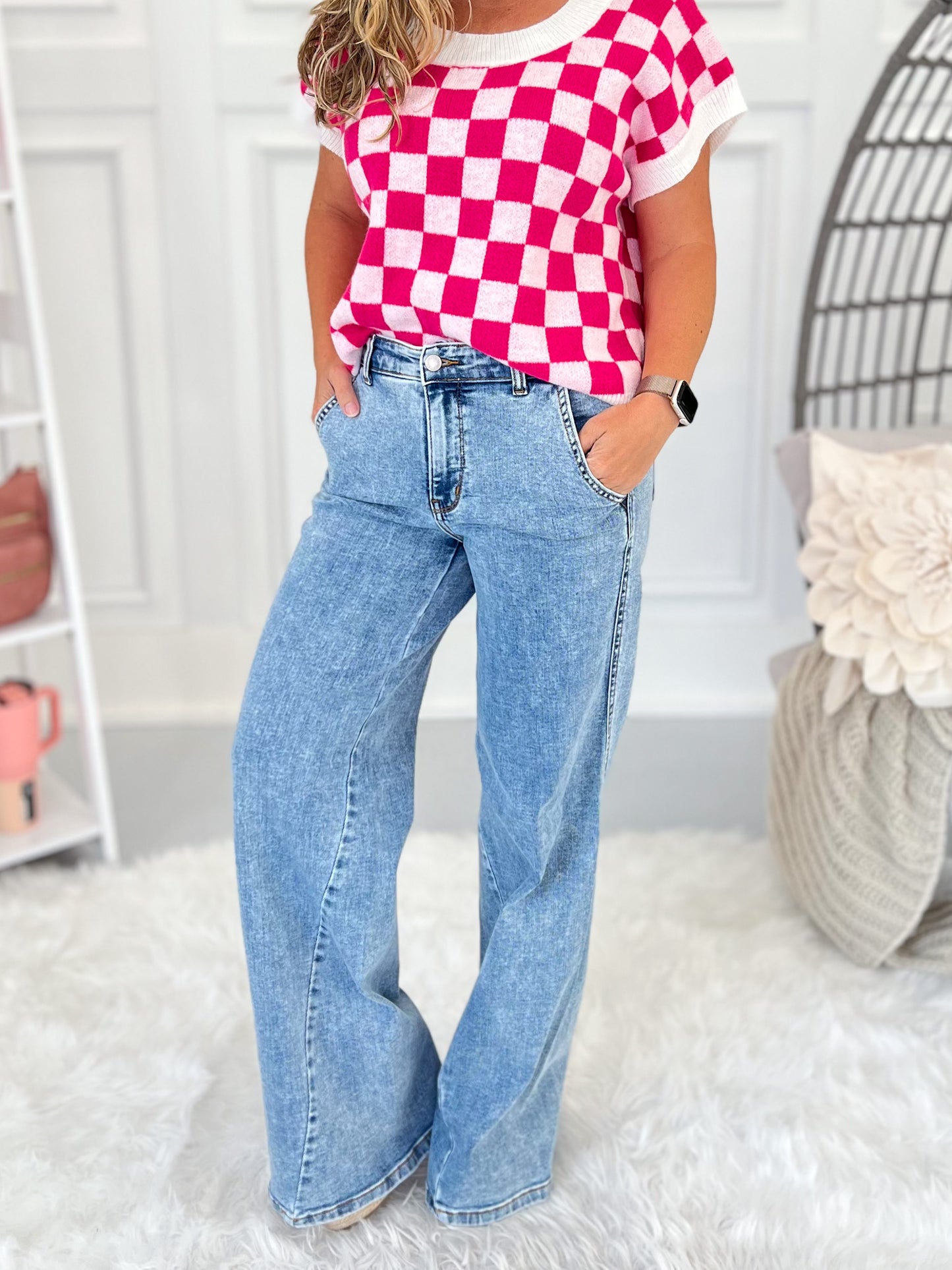 Game On - Judy Blue Stone Wash Retro Wide Leg Jean