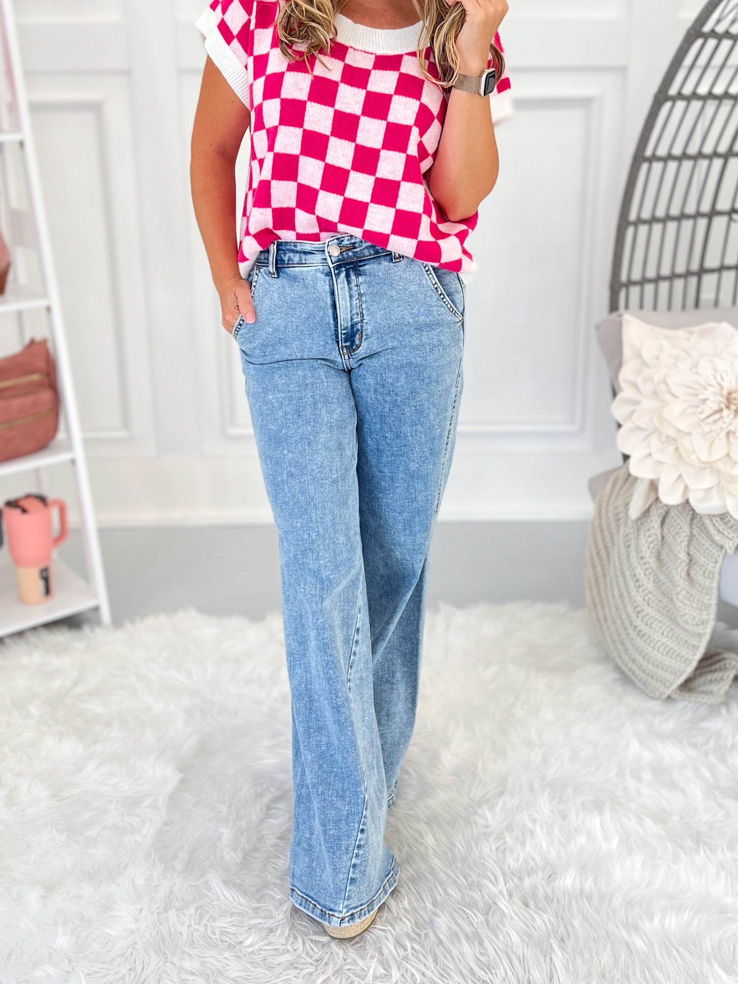 Game On - Judy Blue Stone Wash Retro Wide Leg Jean