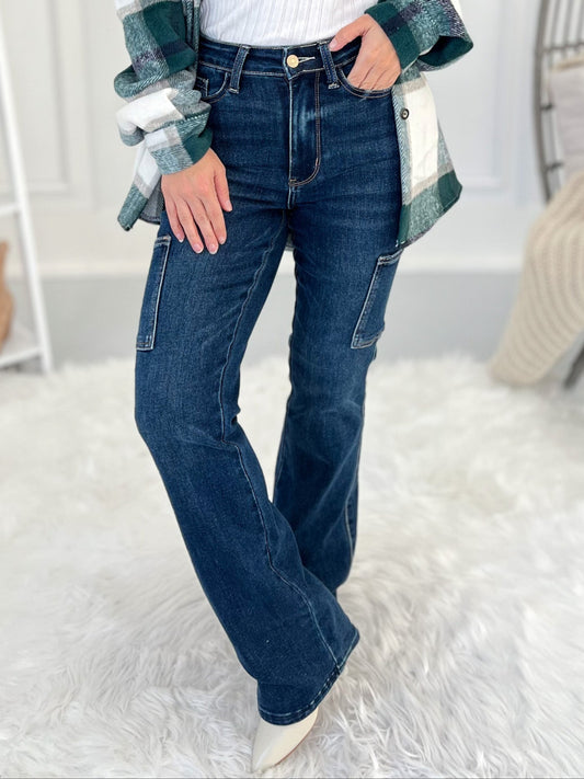Out Of Pocket - Judy Blue Cargo Bootcut Jeans