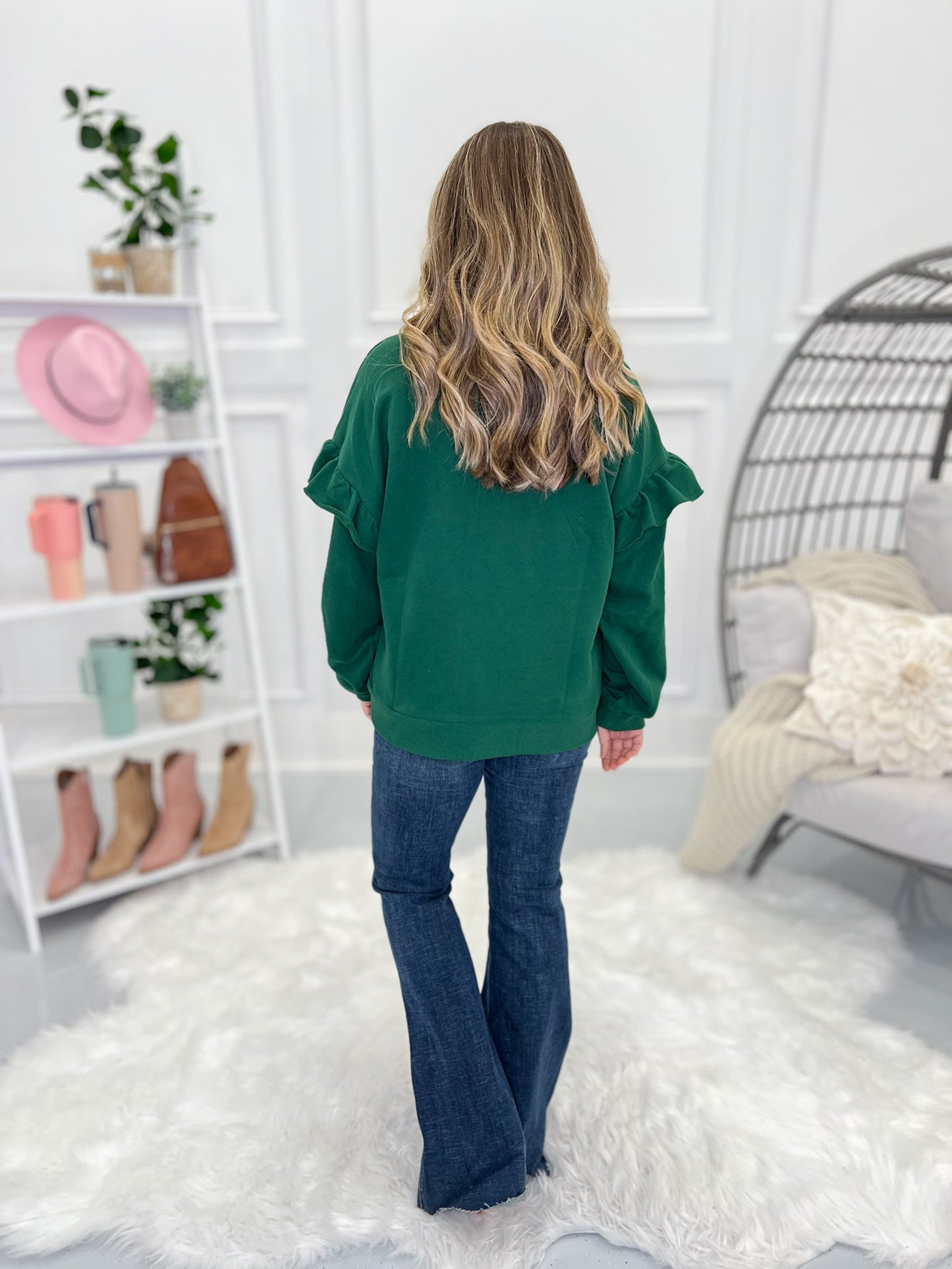Holiday Bow Ruffle Sleeve Top - Final Sale