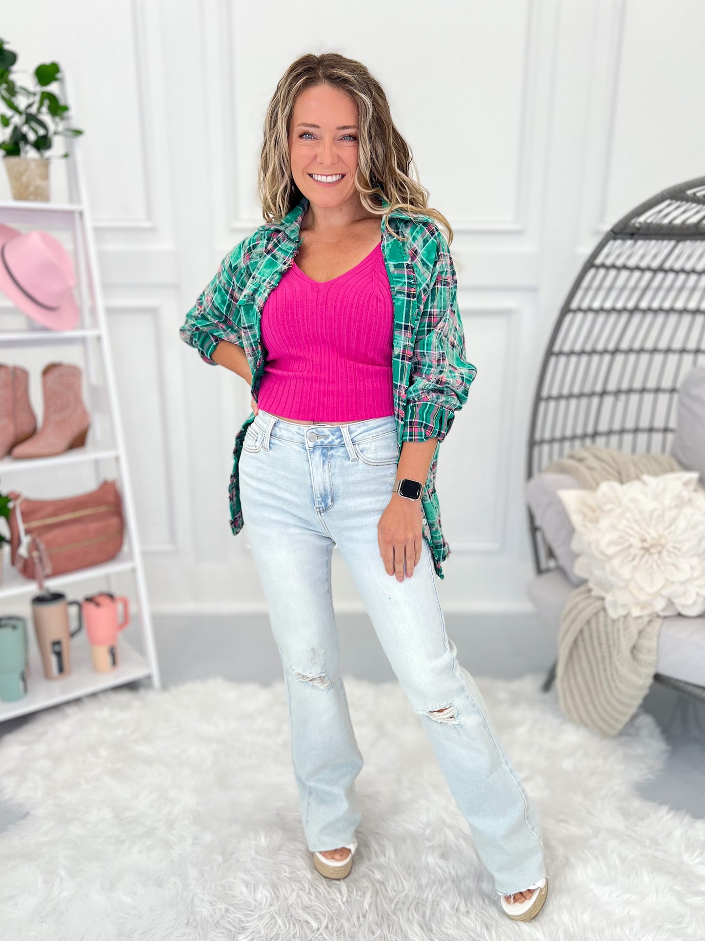 Lighten Up - Judy Blue Distressed Bootcut Jeans