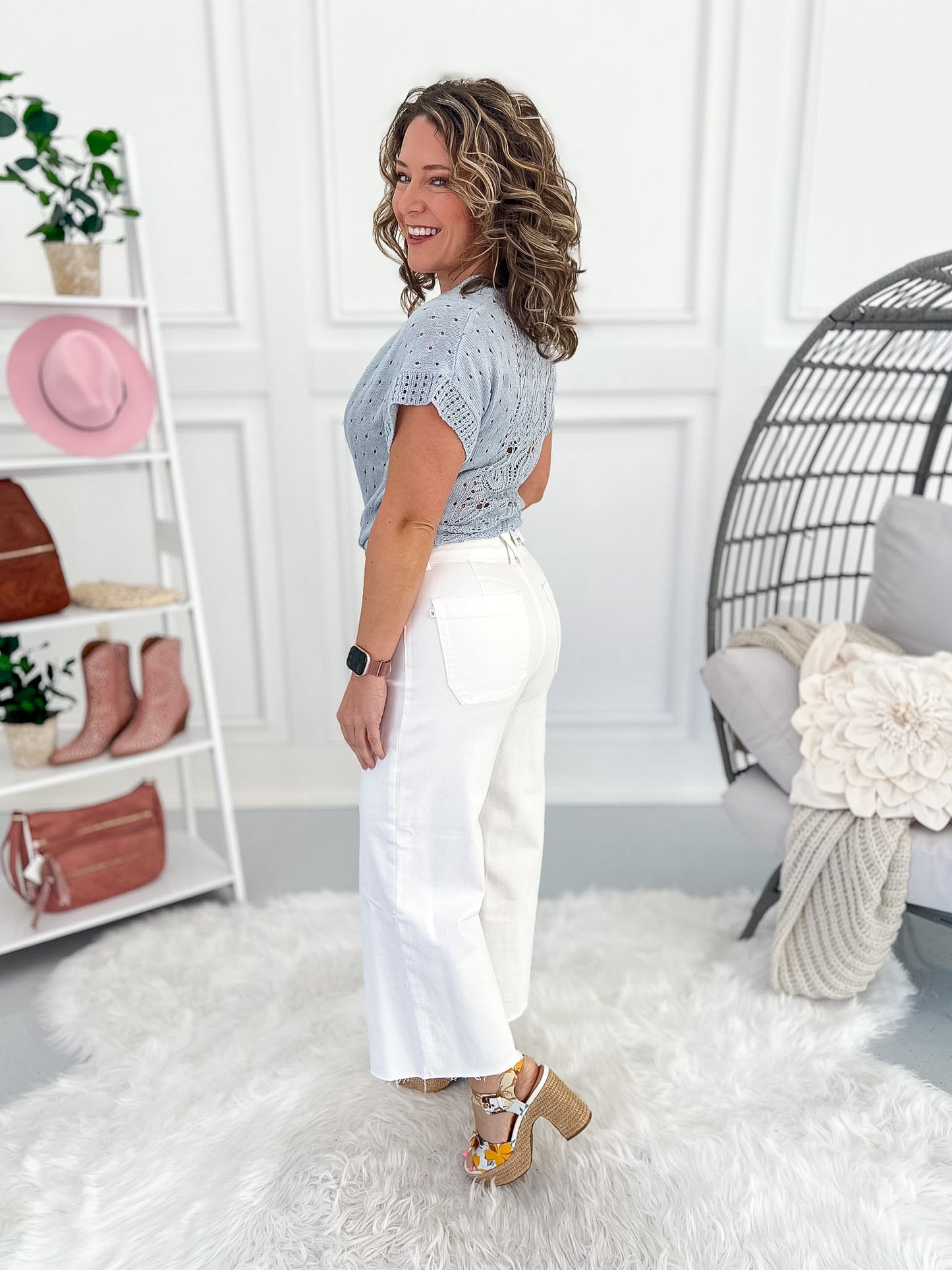 White Noise - Judy Blue Cropped Wide Leg Jean