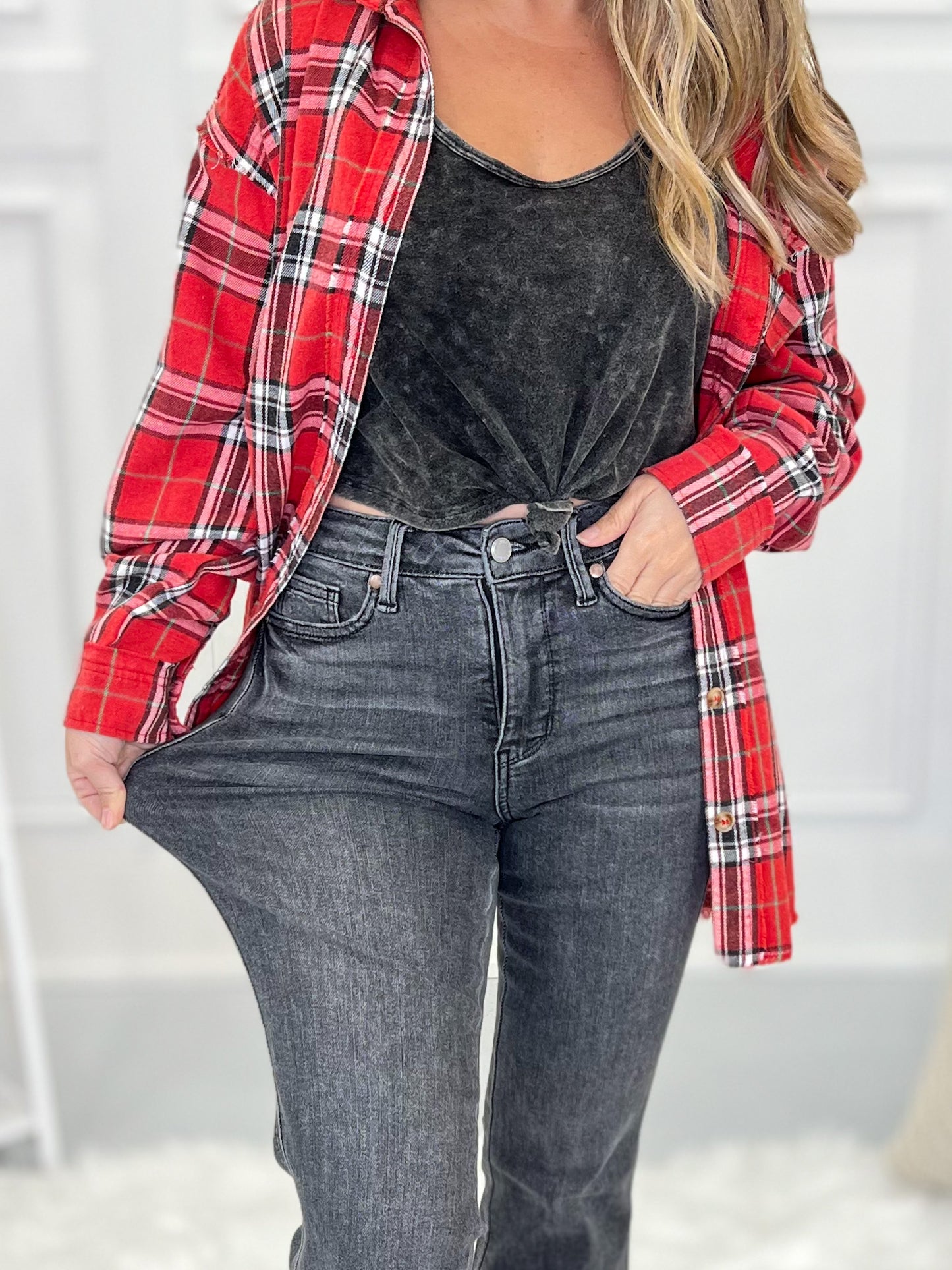 Double Dipped - Judy Blue Shadow Hem Flare Jeans