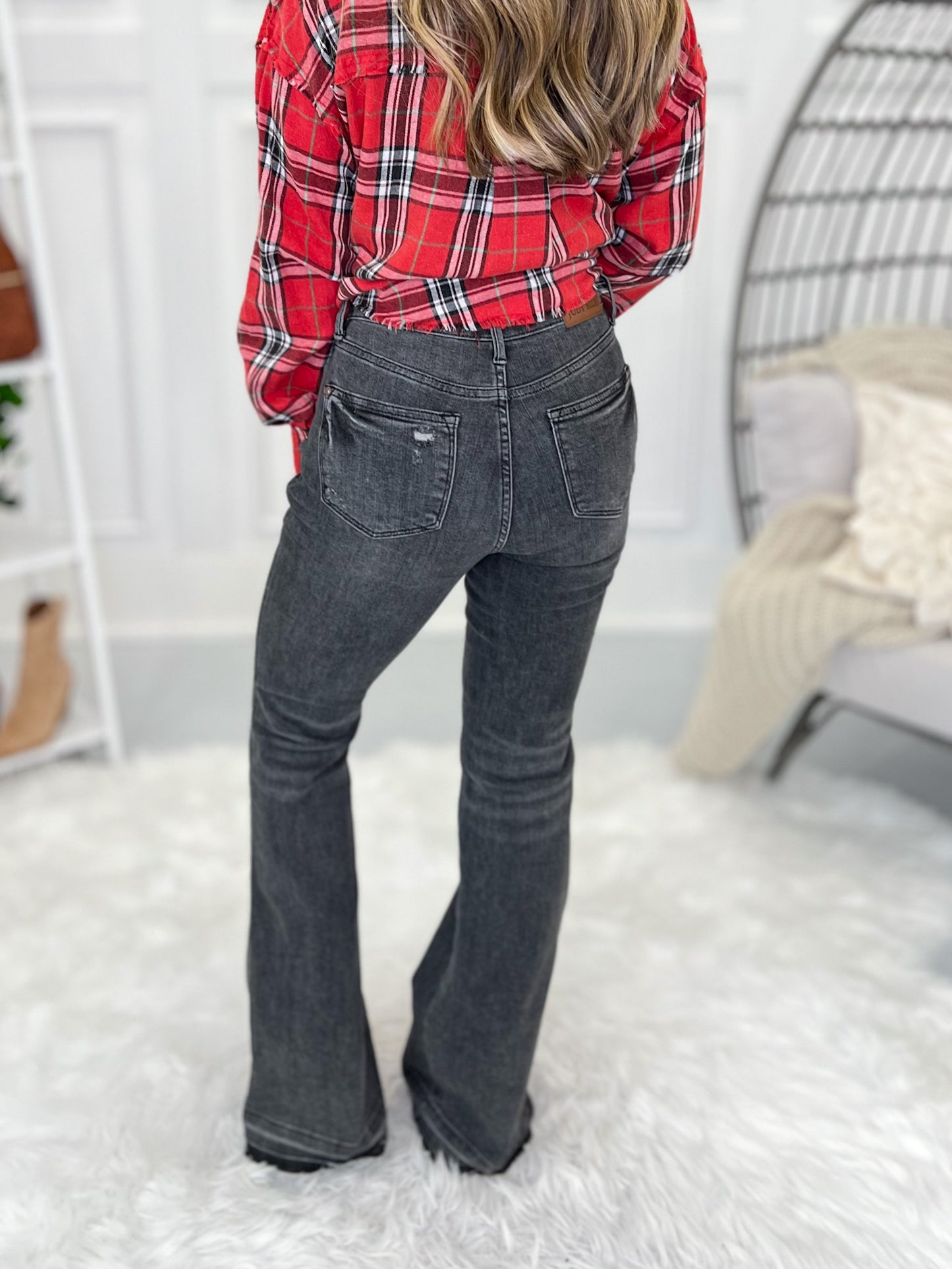 Double Dipped - Judy Blue Shadow Hem Flare Jeans