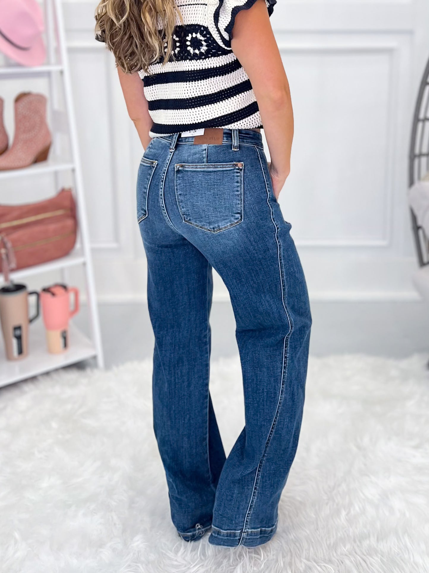 Center Stage - Judy Blue Wide Leg Trouser Jean