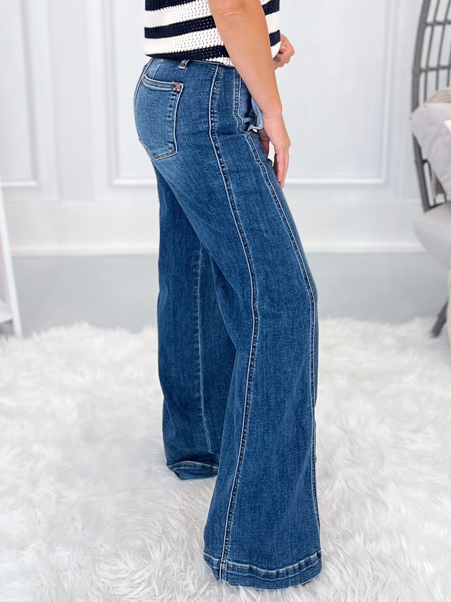 Center Stage - Judy Blue Wide Leg Trouser Jean