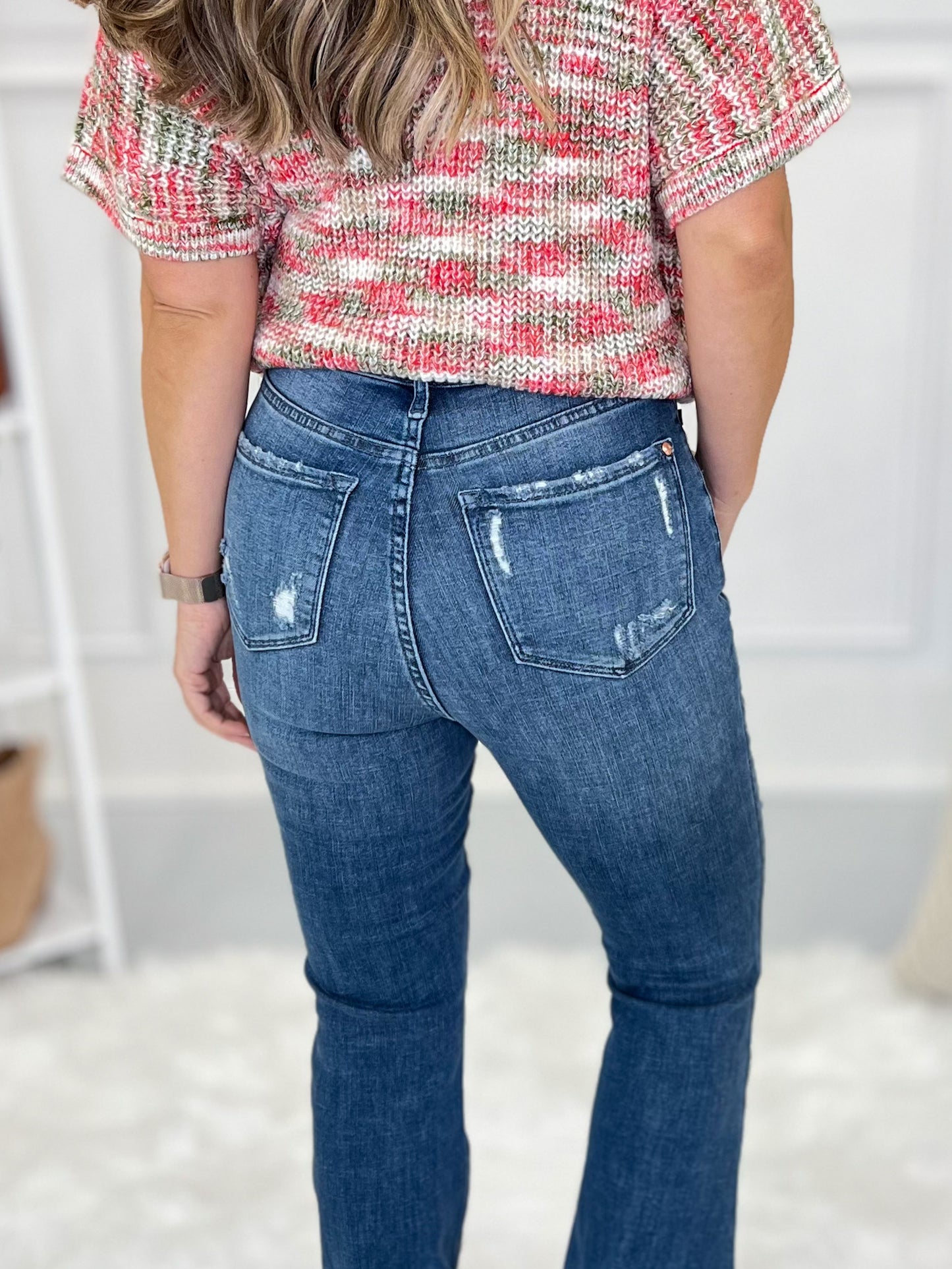 Head Over Heels - Judy Blue Distressed Flare Jeans