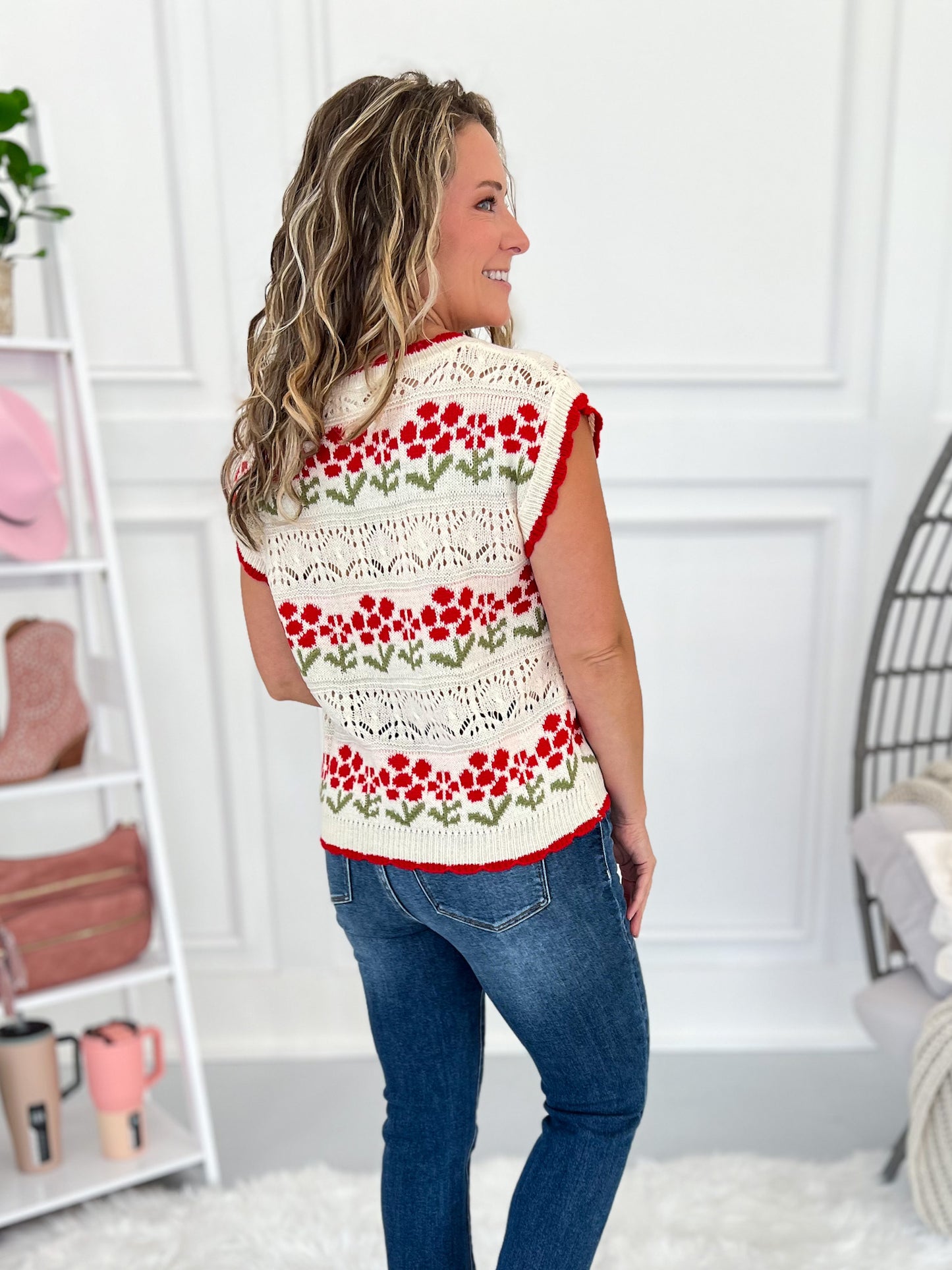 Back And Blooming Knit Top