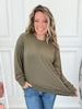 Corrine Ribbed Pullover Top - Olive