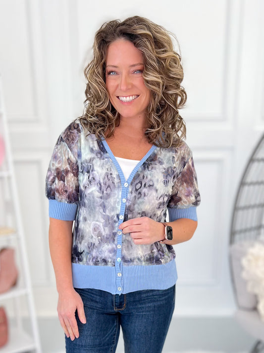 Mist You Too Mesh Button Up Top