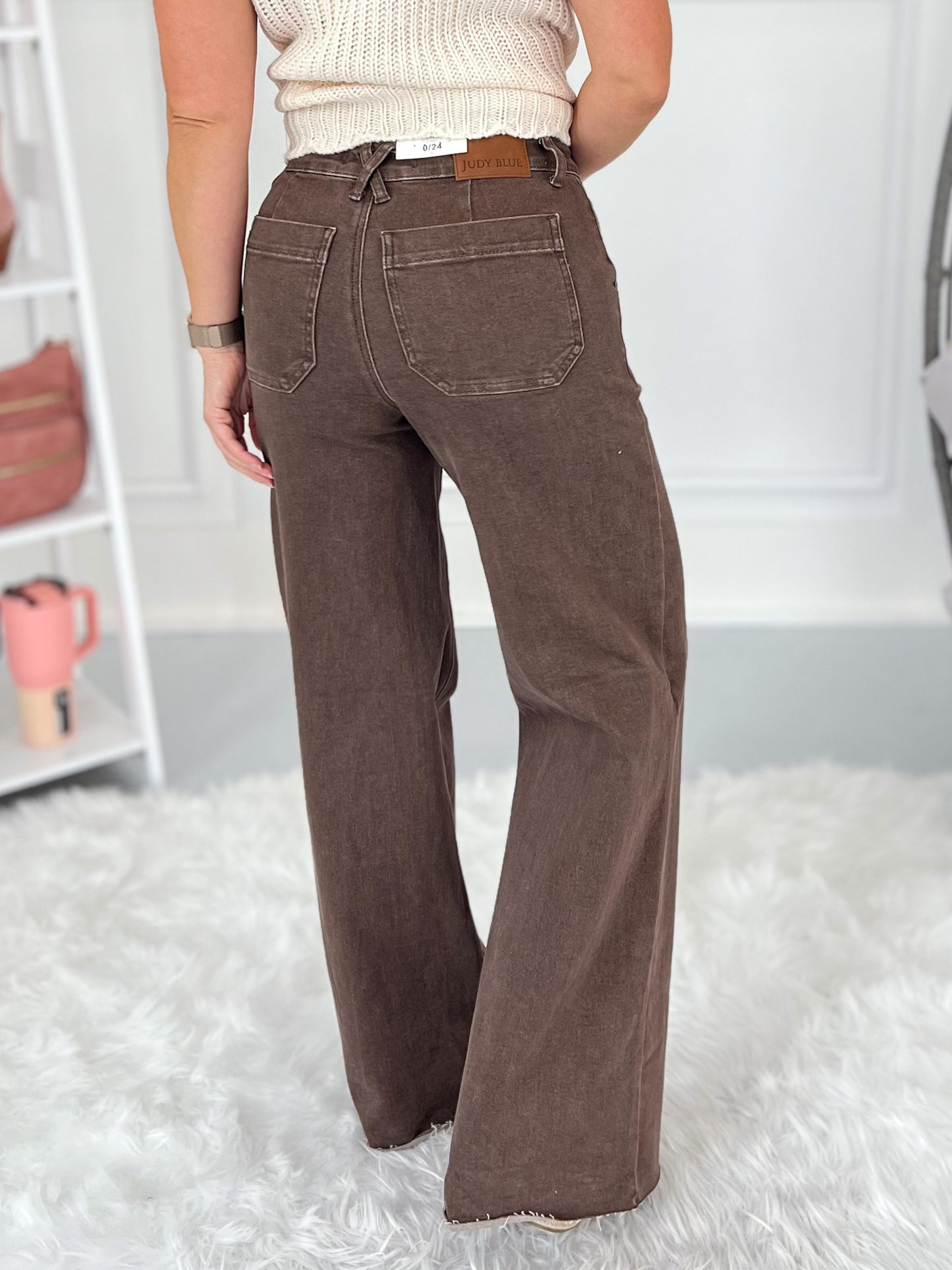 Coffee Break - Judy Blue Mocha Dyed Retro Wide Leg Jean