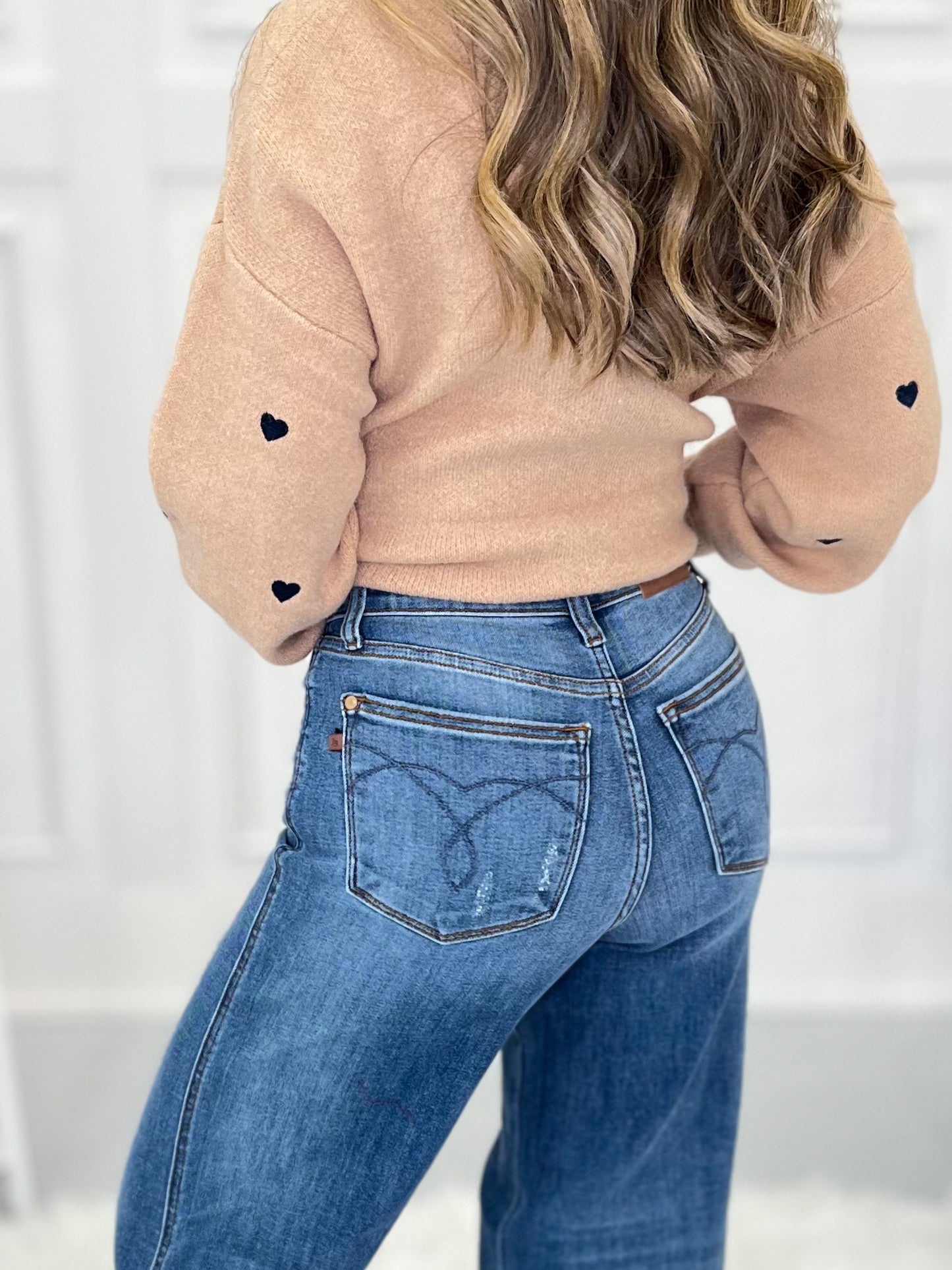 Rumor Has It - Judy Blue Retro Wide Leg Cuffed Jeans