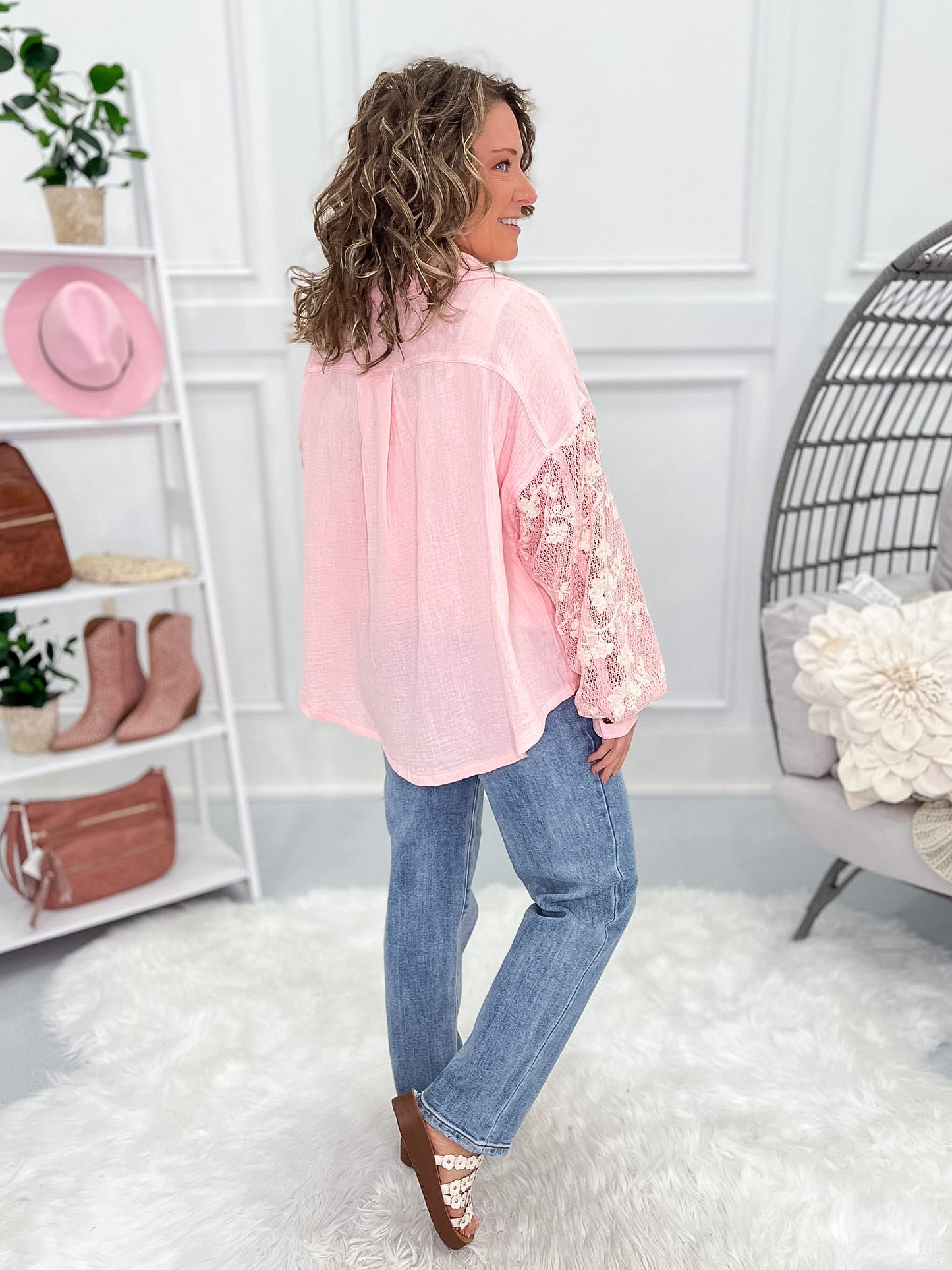 Blushing Beauty Button Up Top