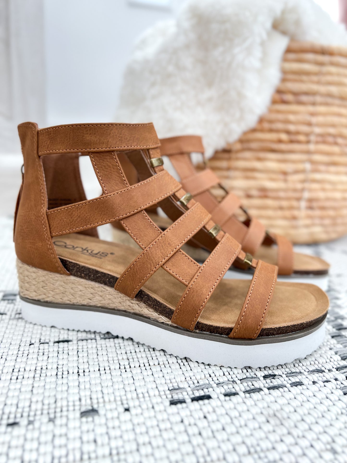 Corky's Caged Animal Platform Wedge - Cognac