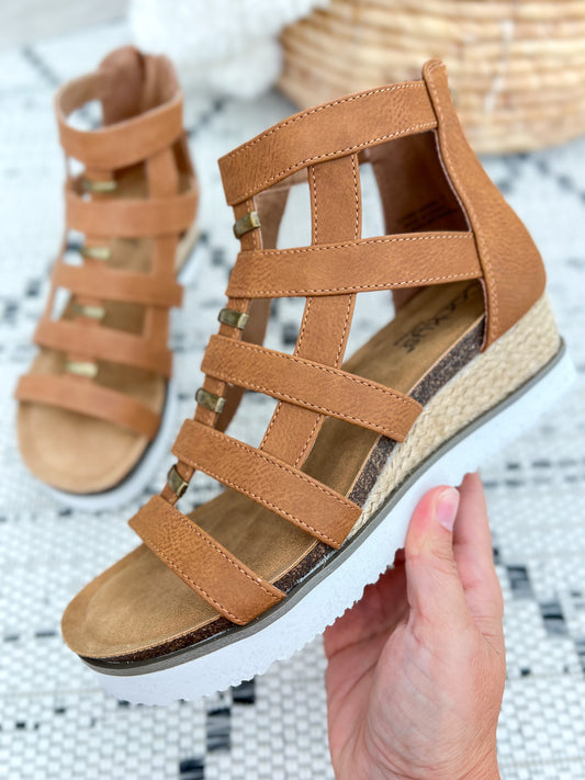 Corky's Caged Animal Platform Wedge - Cognac