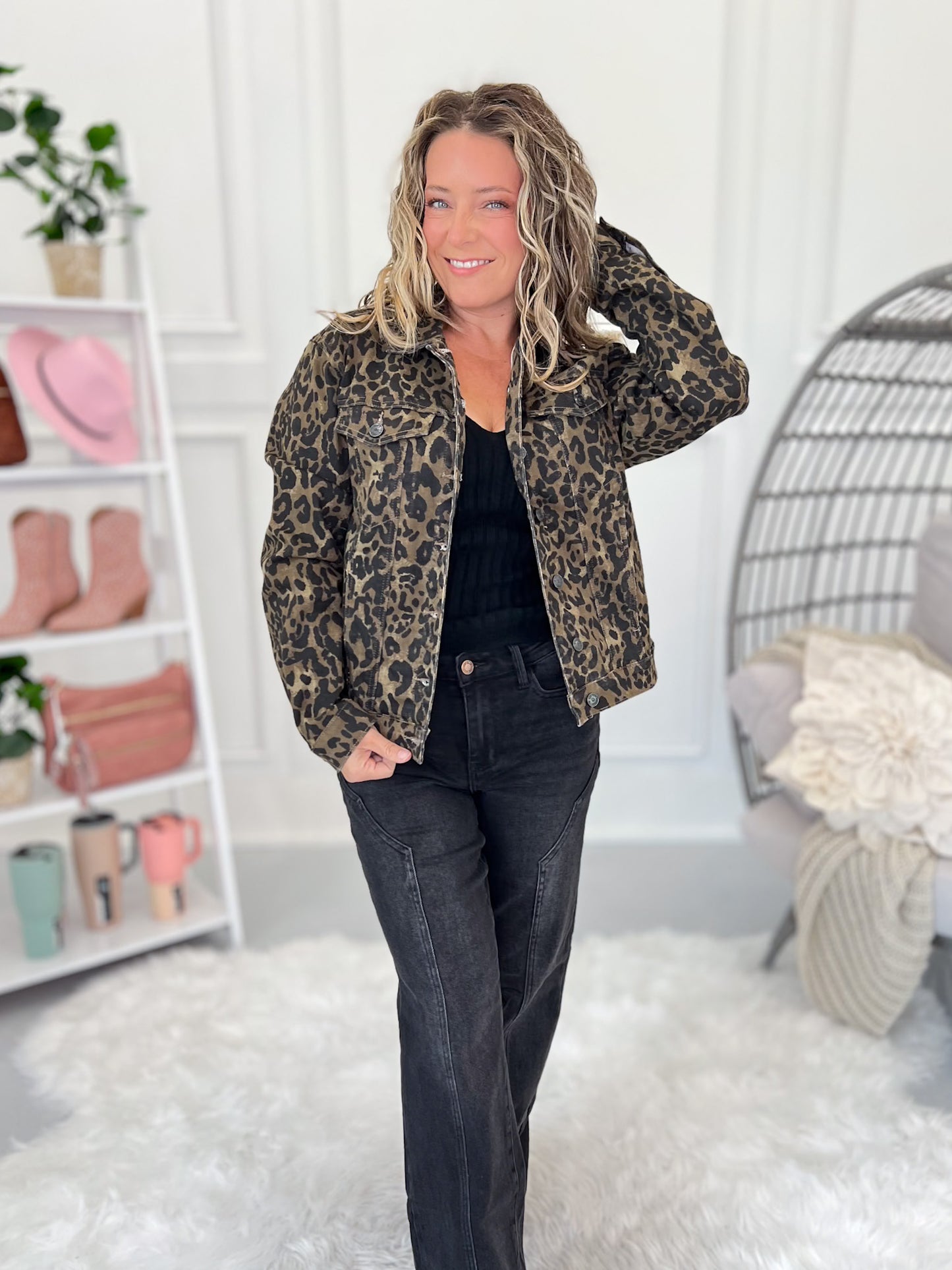 The Kitty's Meow - Judy Blue Leopard Print Denim Jacket