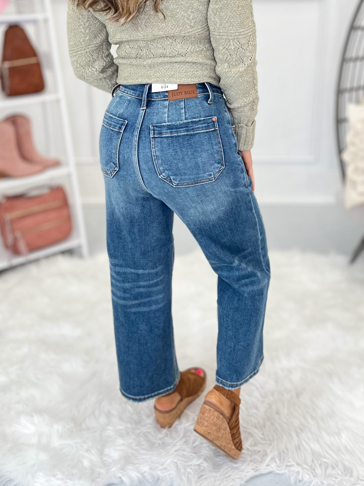 Work It - Judy Blue Utility Pocket Cropped Wide Legs Jeans