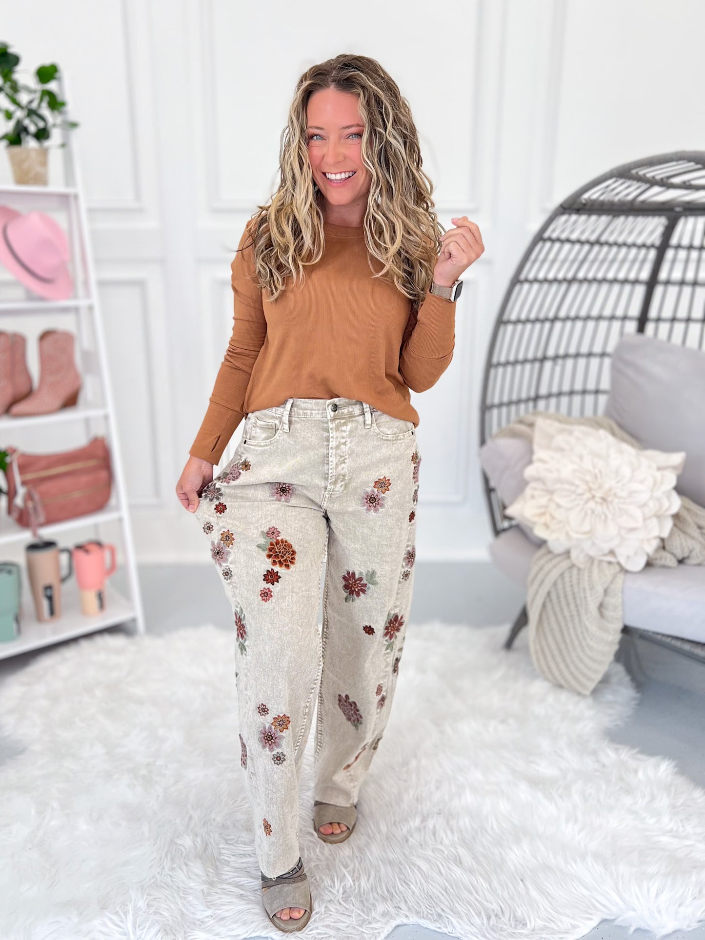 Floral Abundance Embroidered Jeans