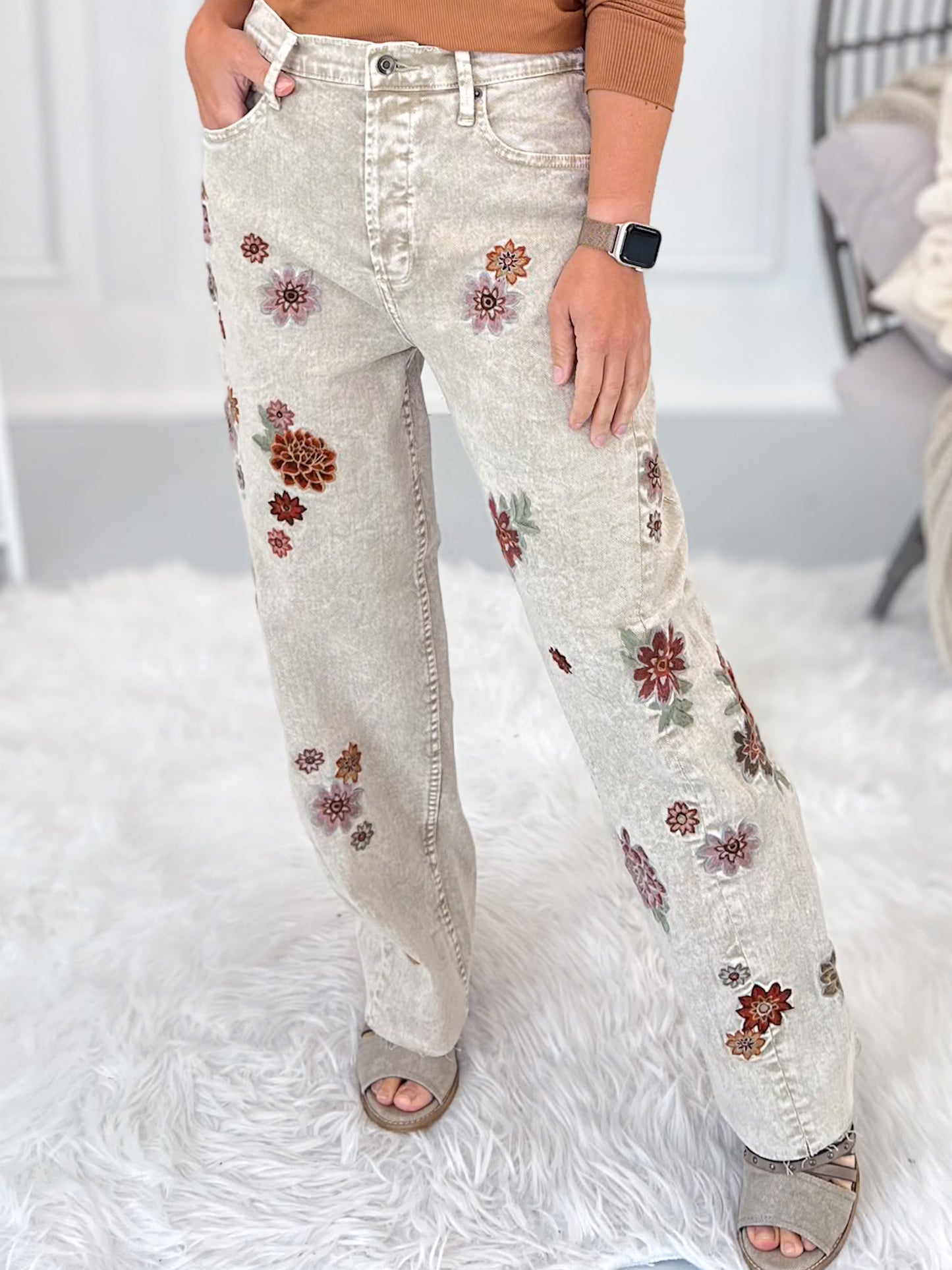 Floral Abundance Embroidered Jeans