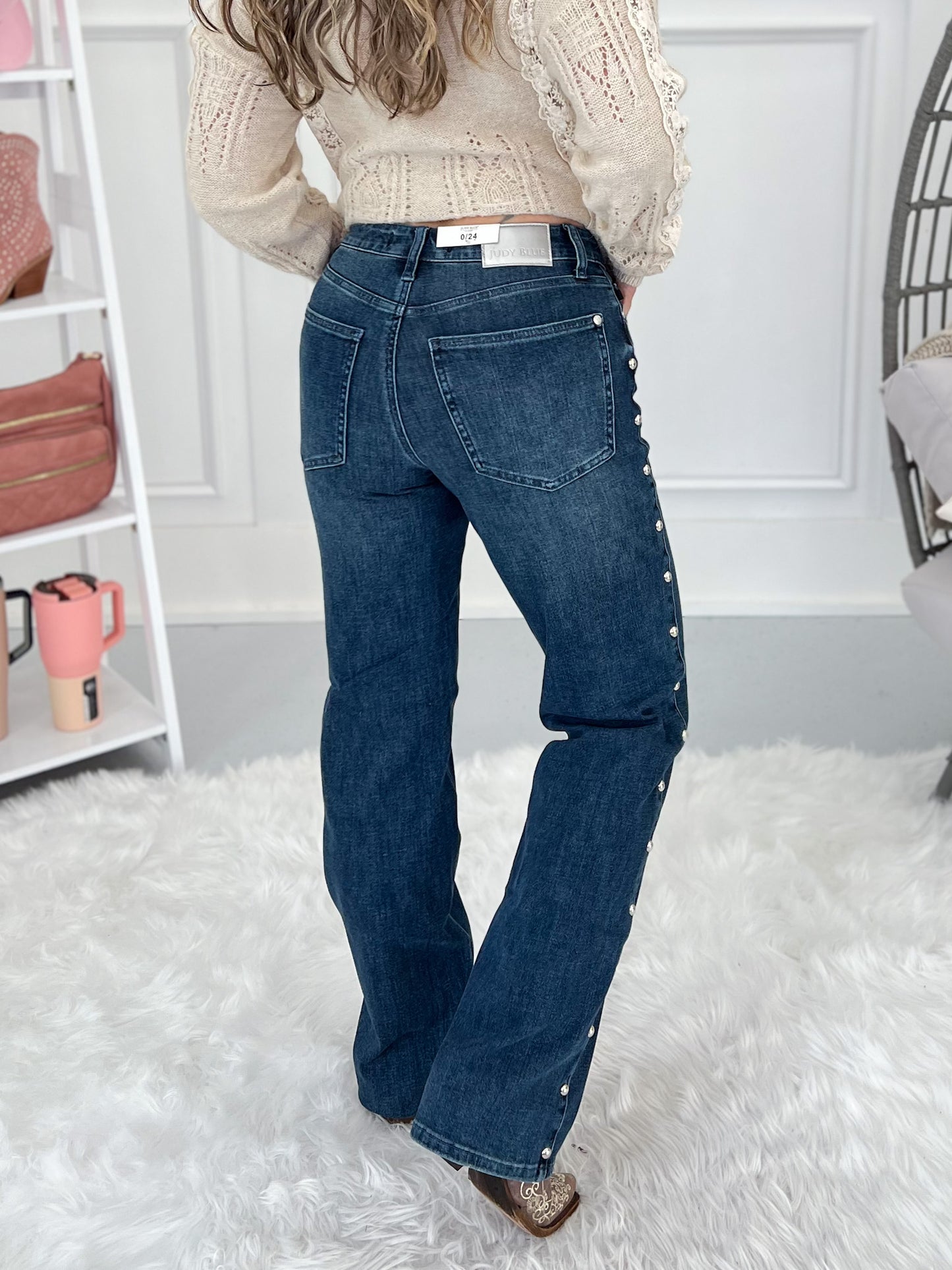 What A Stud - Judy Blue Stud Detail Straight Leg Jean