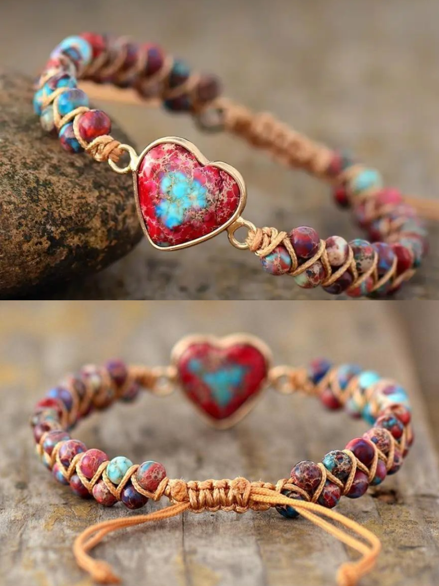 Imperial Jasper Heart Beaded Bracelet