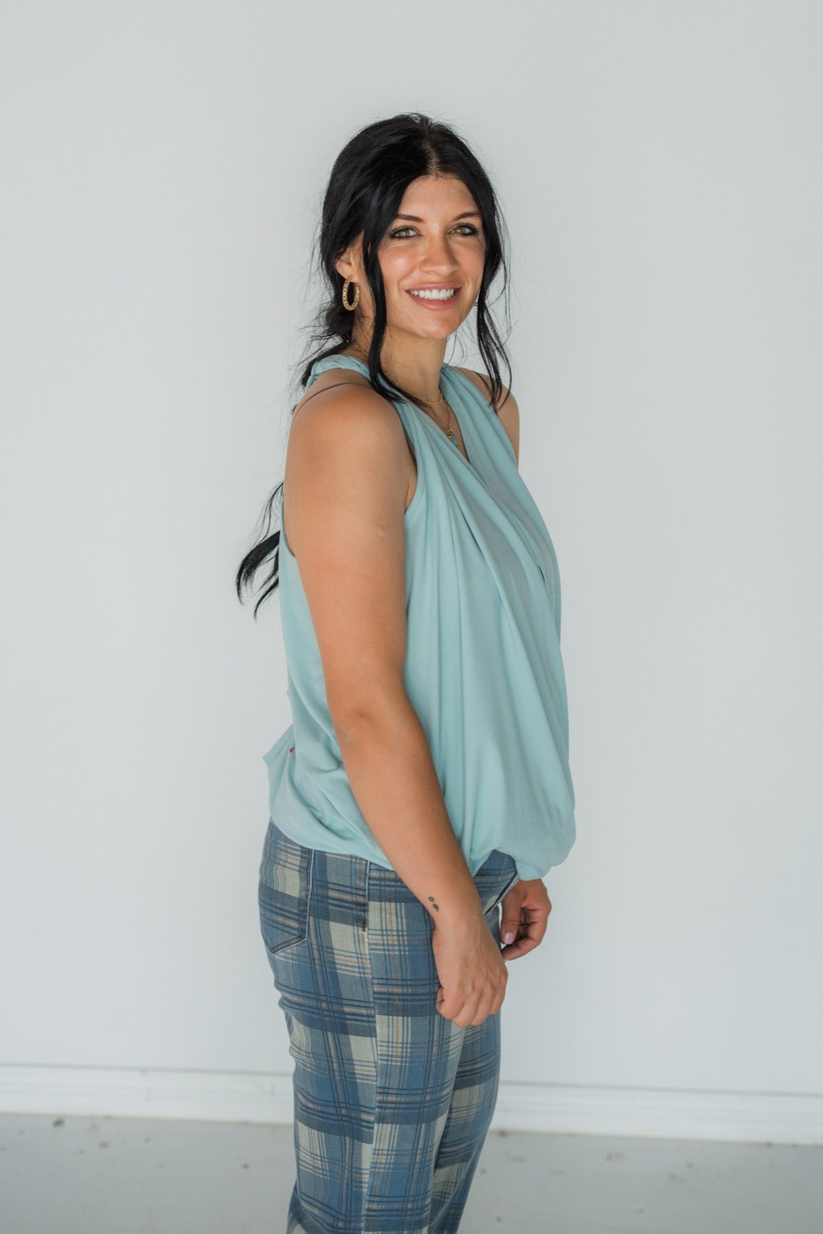 Zenana Brushed DTY Surplice Halter Top