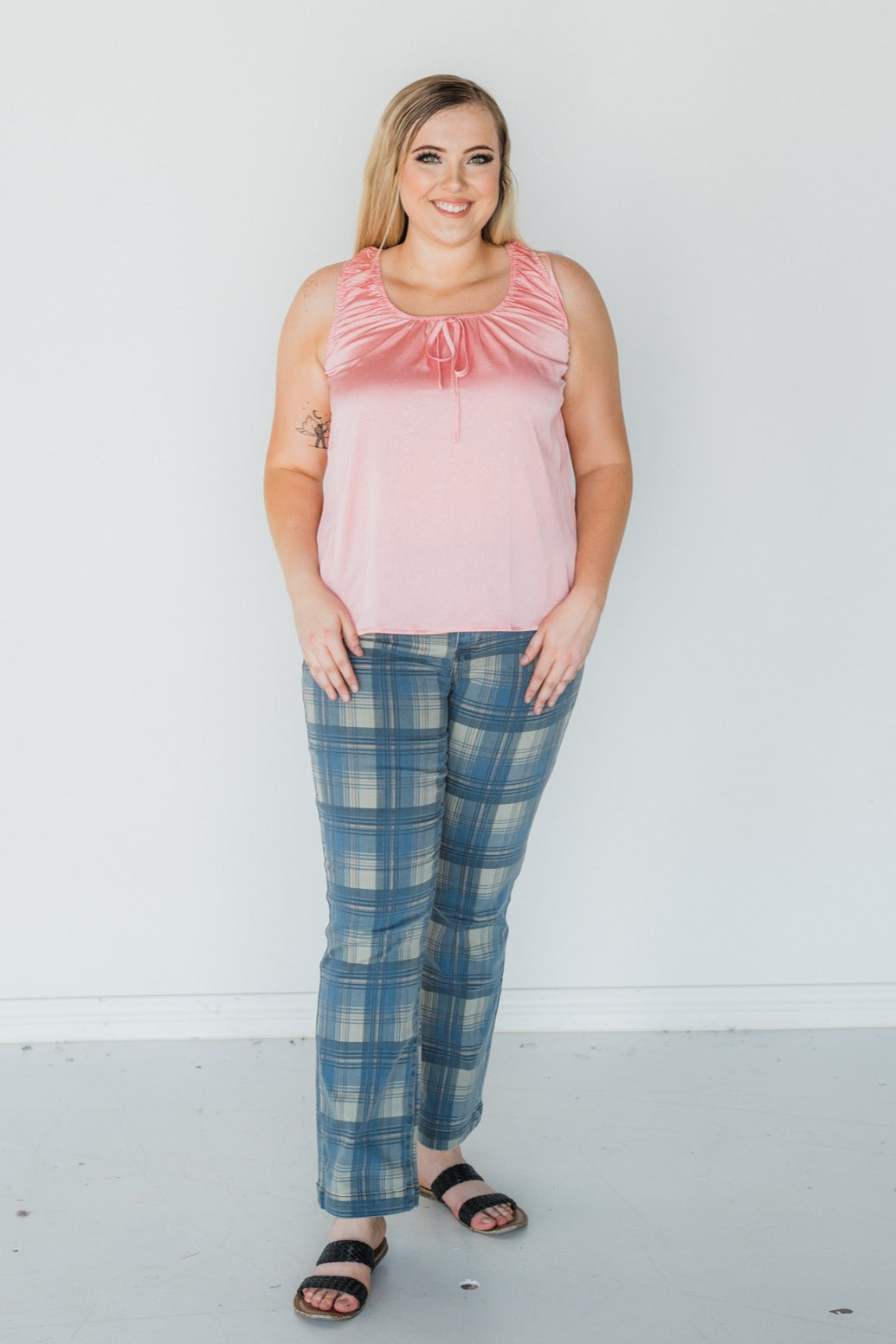 Judy Blue Vintage Look Plaid Straight Jeans