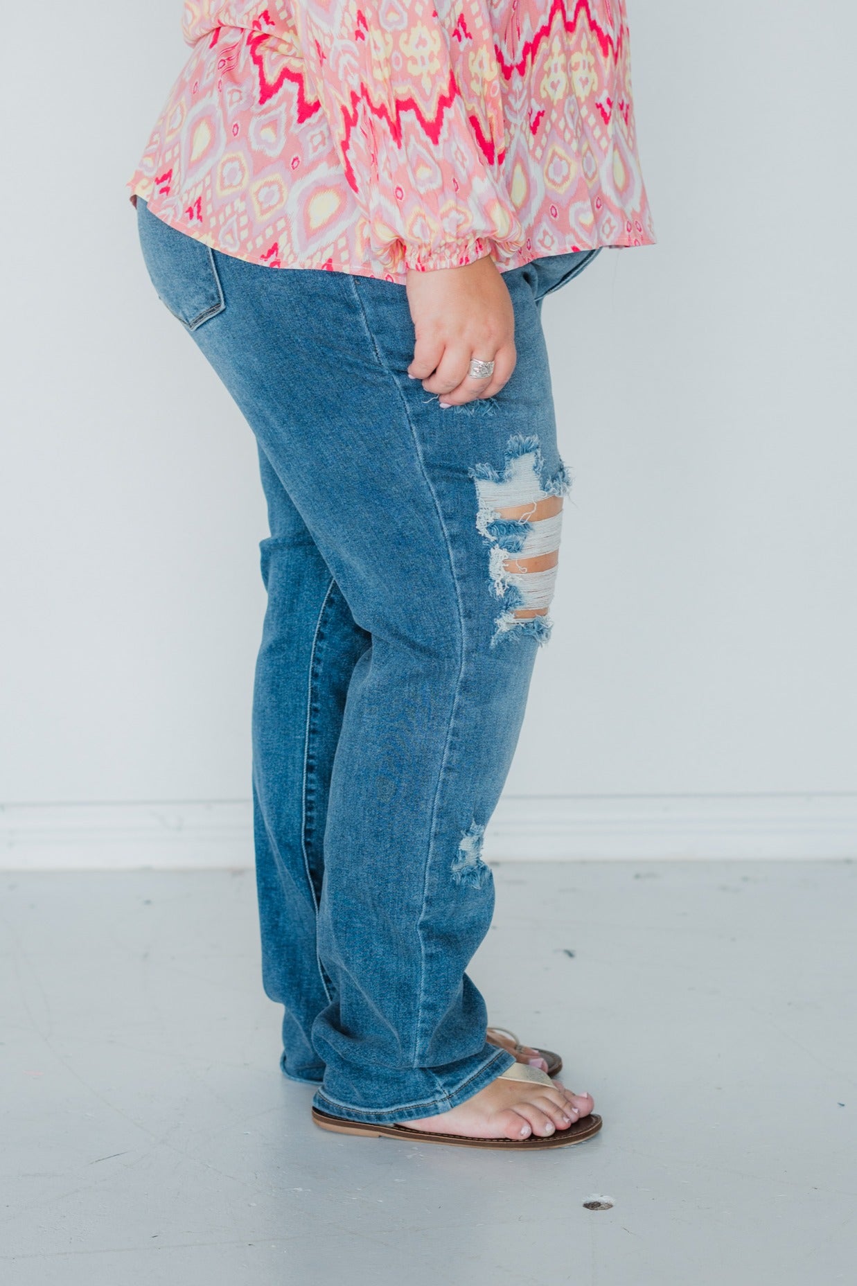 Laid Back Babe - Judy Blue Heavy Destroy Straight Jeans