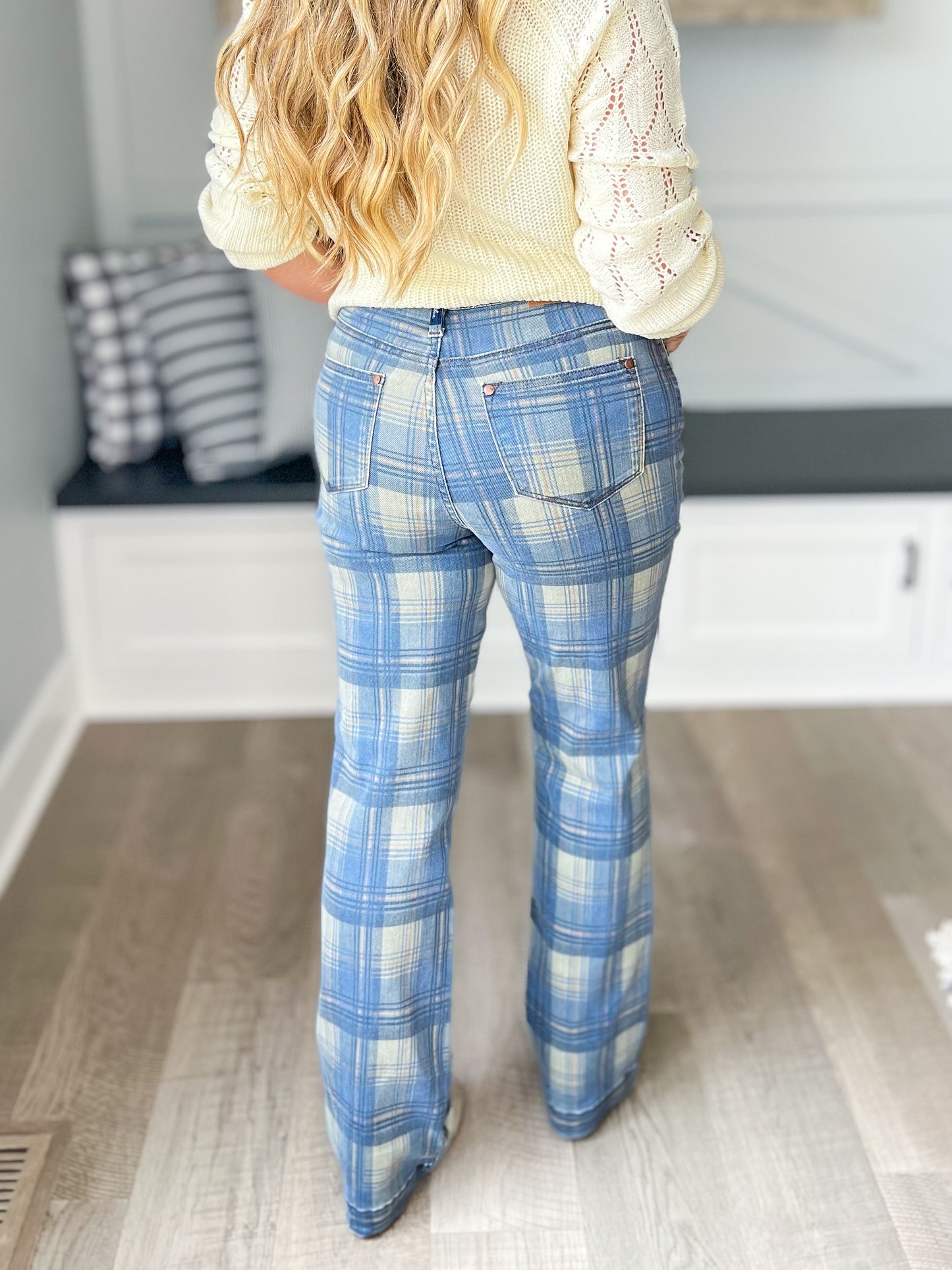 Judy Blue Vintage Look Plaid Straight Jeans